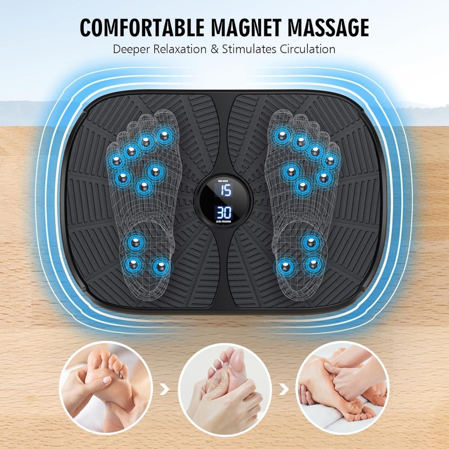 Vibration Plate Exercise Machine, PBYRD Portable Full Body Vibration Platform for Lymphatic Drainage, 9 Preset Auto Mode Fitness Board for Weight Loss Shaping, with Resistance Bands, 99 Levels