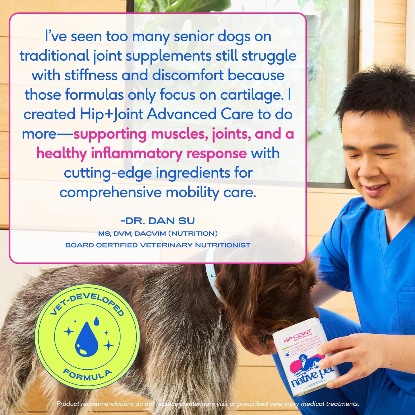 Native Pet Hip & Joint Advanced Care Dog Joint Supplement Powder for Mobility & Movement Support, Joint Supplement for Dogs with HMB, UC-II Collagen, Green Lipped Mussel & Hyaluronic Acid – 30 Scoops