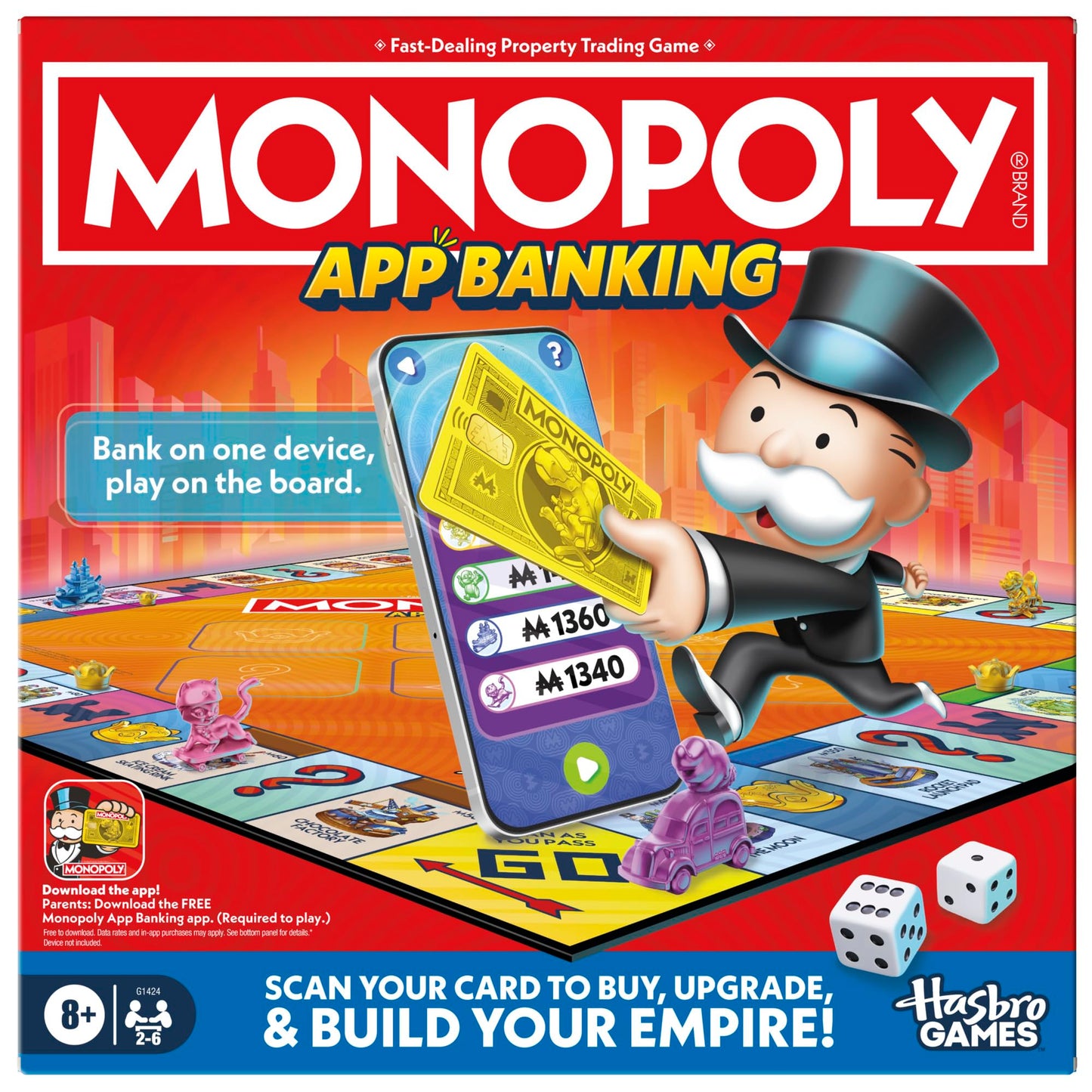 Monopoly App Banking Board Game | App-Enabled Game | Links to Smart Devices | Ages 8+ | 2 to 6 Players | 45 Mins. | Family Games for Kids - Medaid International