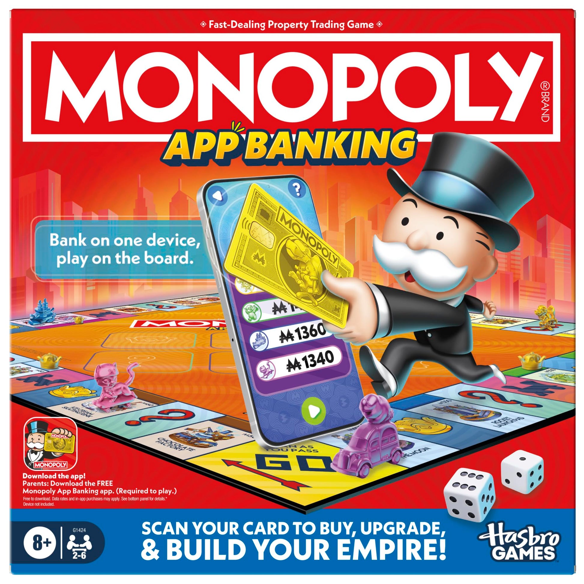 Monopoly App Banking Board Game | App-Enabled Game | Links to Smart Devices | Ages 8+ | 2 to 6 Players | 45 Mins. | Family Games for Kids - Medaid International