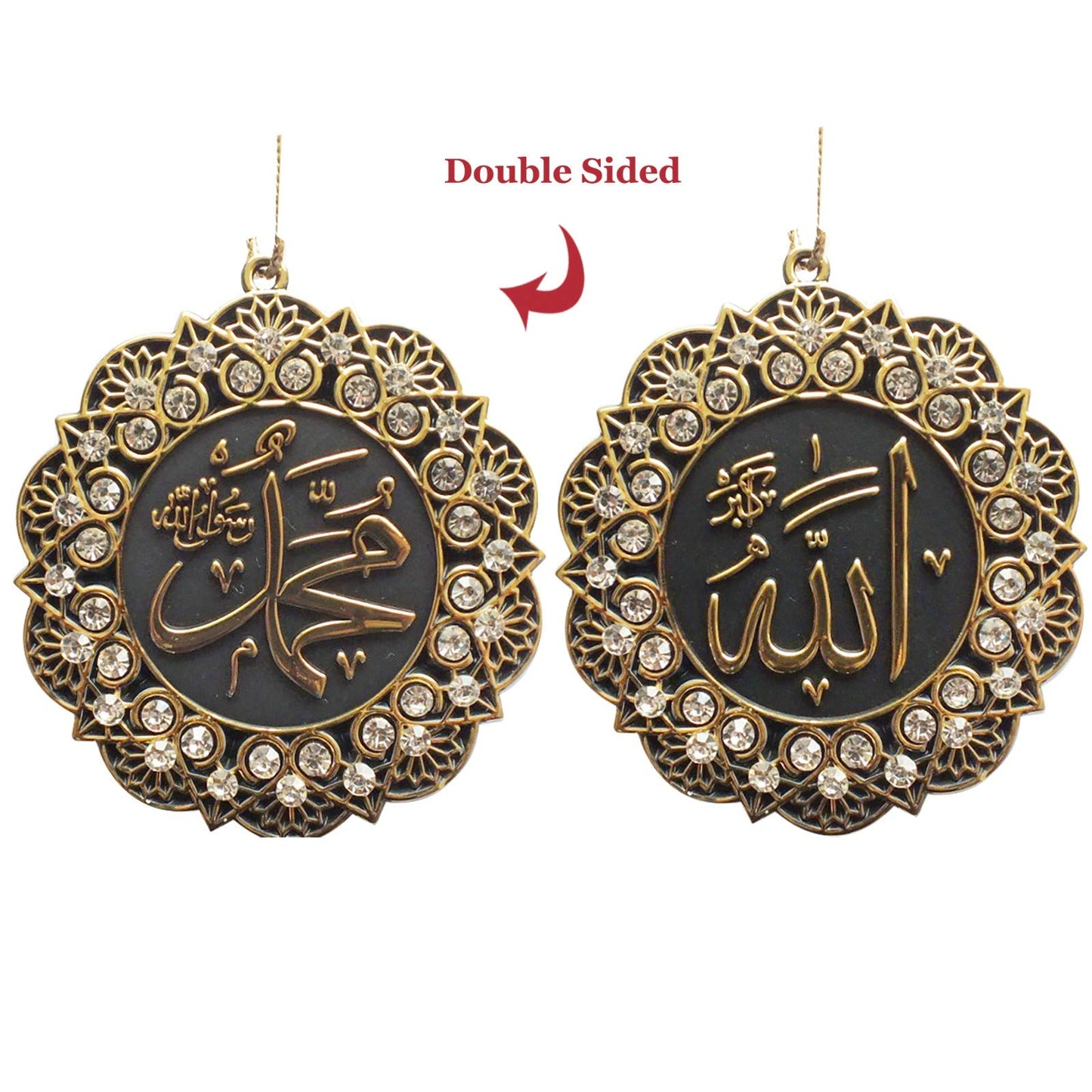 Modefa Turkish Islamic Prayer Mat Muslim Prayer Rug Islam Men Women Chenille with Praying Cap, Beads | Full Kaba Door Swirl Intricate Design (Black) - Medaid International