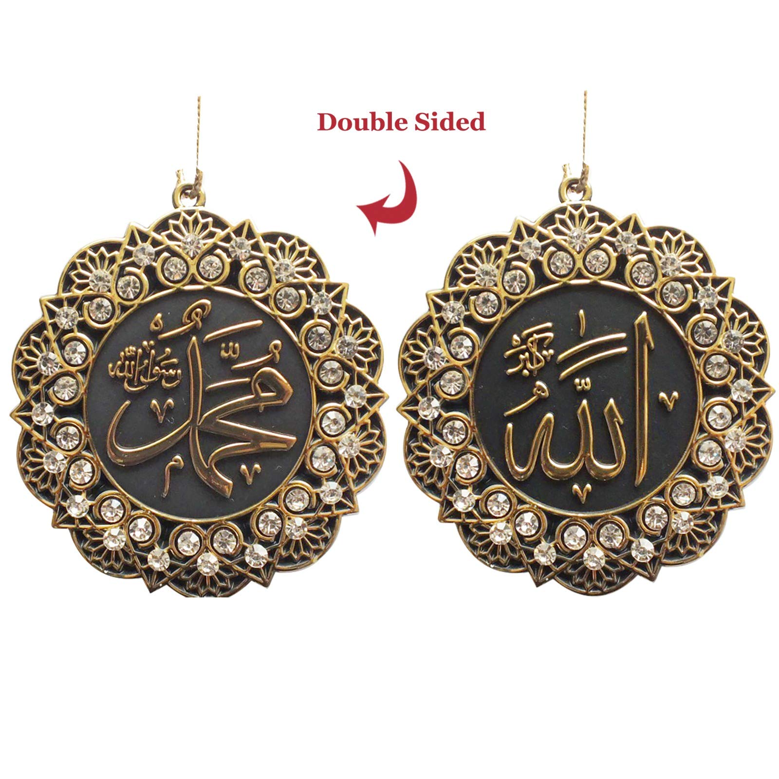 Modefa Turkish Islamic Prayer Mat Muslim Prayer Rug Islam Men Women Chenille with Praying Cap, Beads | Full Kaba Door Swirl Intricate Design (Black) - Medaid International