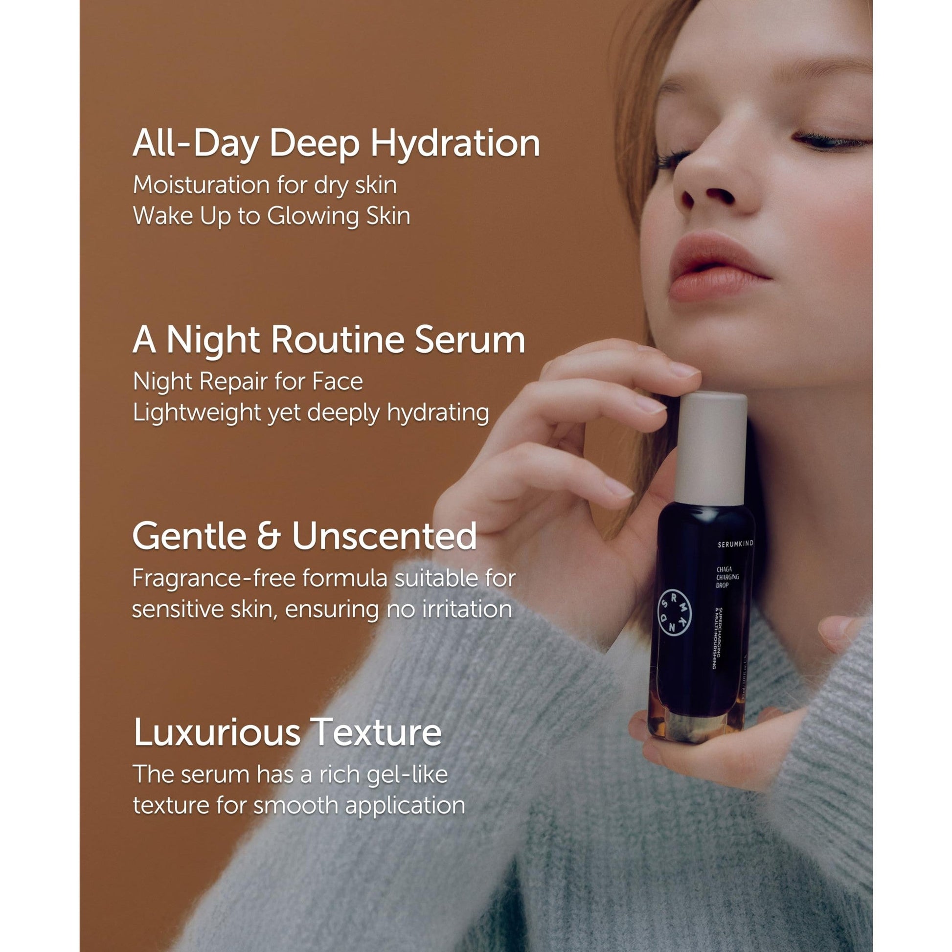 SERUMKIND Chaga Mushroom Serum for Korean Face Skincare - Beta Glucan Extract - Nourishing & Hydrating - Provides Deep Hydration for Extremely Dry Skin - Vegan & Cruelty-Free – 1.01 fl.oz. - Medaid International