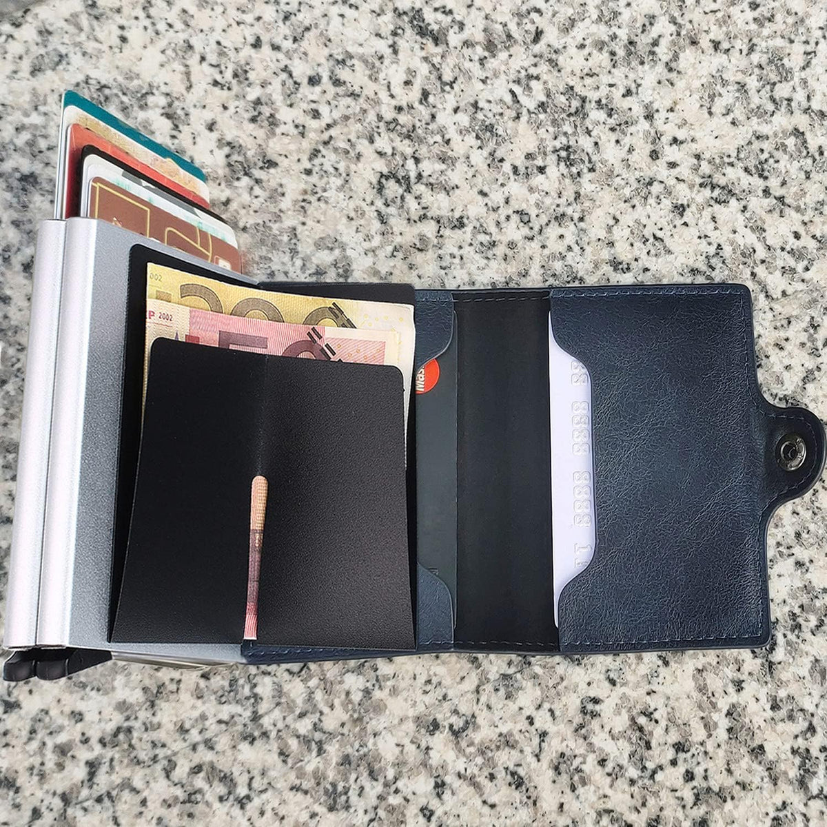 KASTWAVE Card Holder, Men Credit Card Holder, Slim Card Case Front Pocket Anti-theft-RFID Auto Pop up Travel Thin Wallets for Men