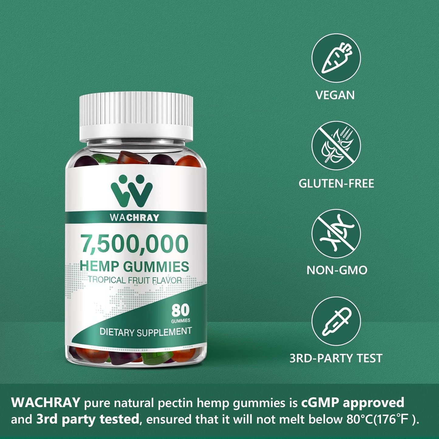 Hemp Gummies from Organic Plant High Potency Supplement Edible Gummy Extract Hemp Oil for Adult Bedtime Sugar Made in USA - Medaid International