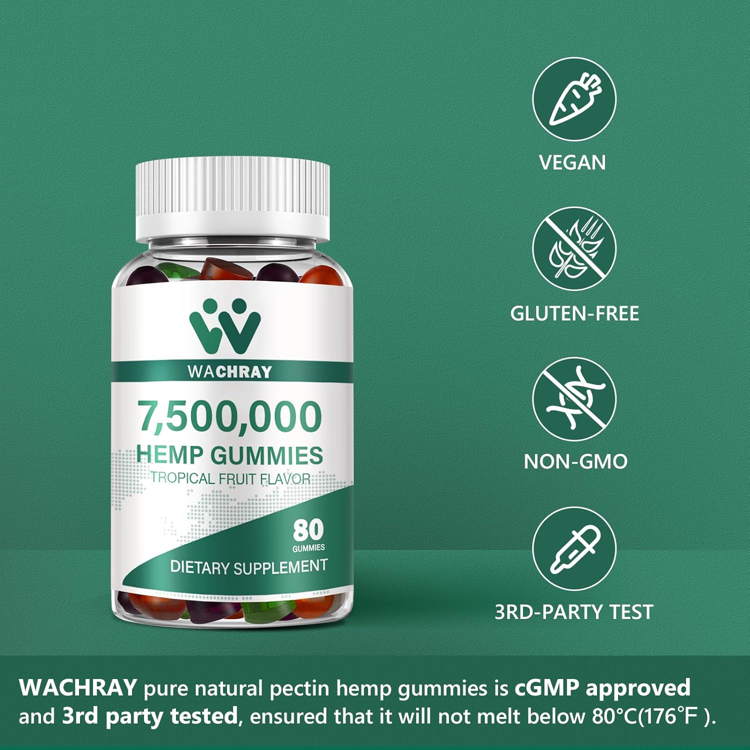 Hemp Gummies from Organic Plant High Potency Supplement Edible Gummy Extract Hemp Oil for Adult Bedtime Sugar Made in USA - Medaid International