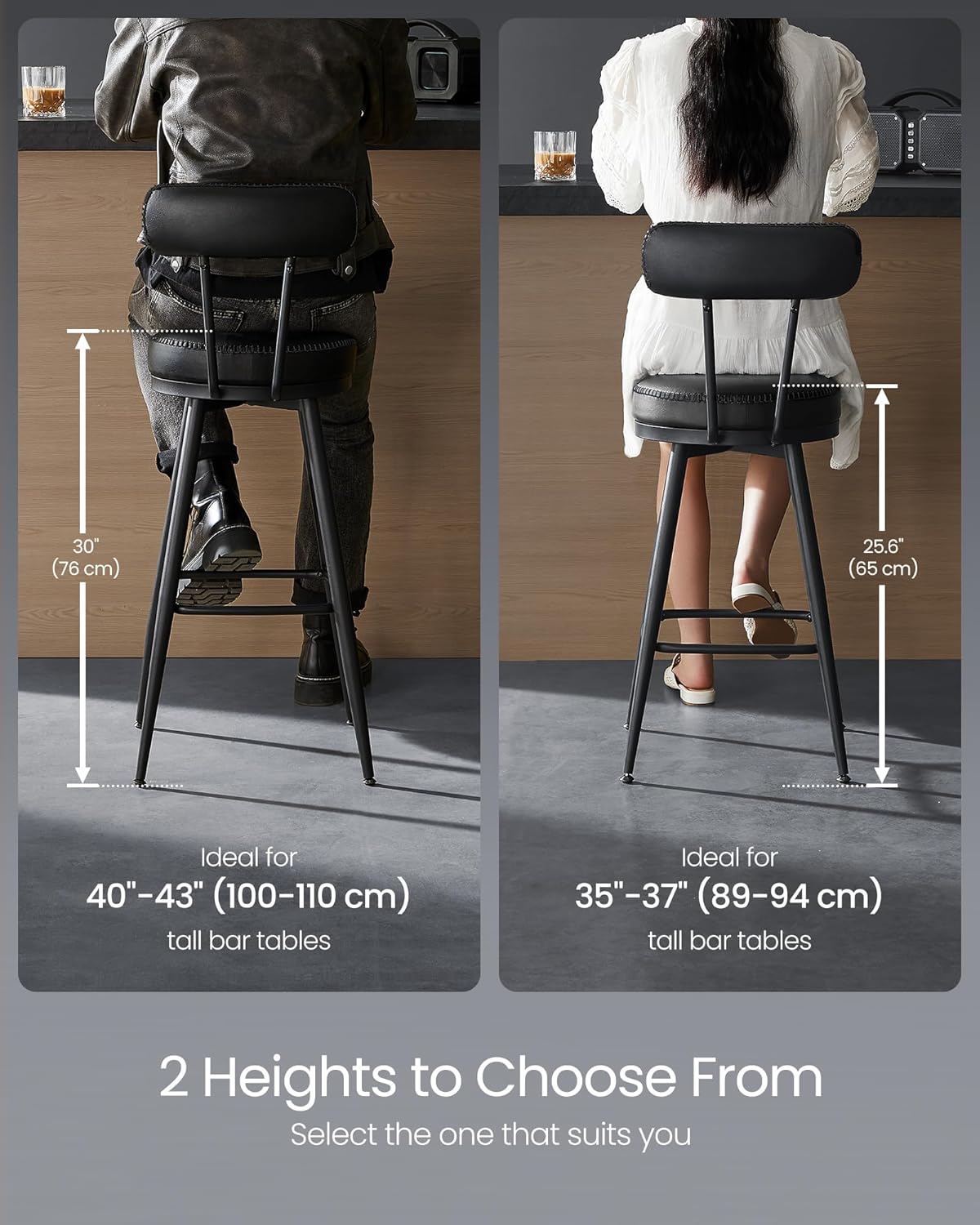VASAGLE Set of 2 Bar Stools