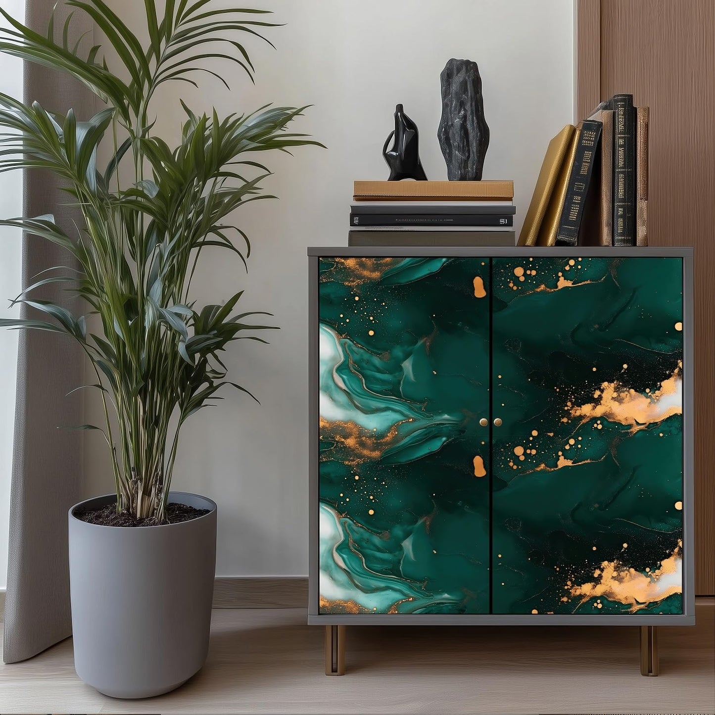 HOMETITUTE Green Gold Marble Wallpaper Gem Green Marble Contact Paper Vinyl Self-Adhesive Removable Counter Peel and Stick Wall Paper for Refurbishment Wall Countertop Cabinets Furniture 15.7"x39.4" - Medaid International