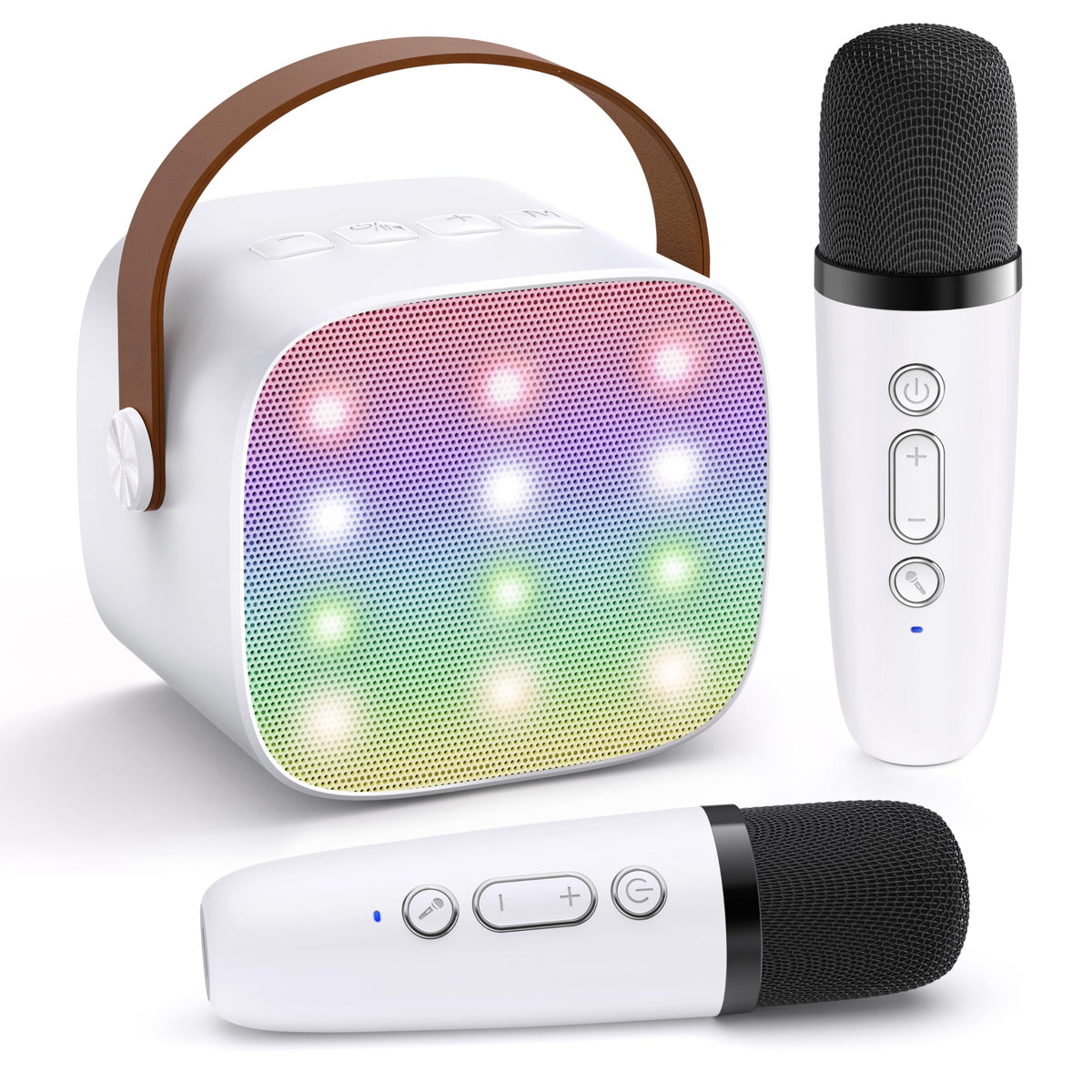 Karaoke Machine for Kids, Portable Bluetooth Speaker with 2 Wireless Microphones,18 Pre-Loaded Songs, Birthday for 3 4 5 6 7 8 + Year Old Boys Toys - MULTICOLOR