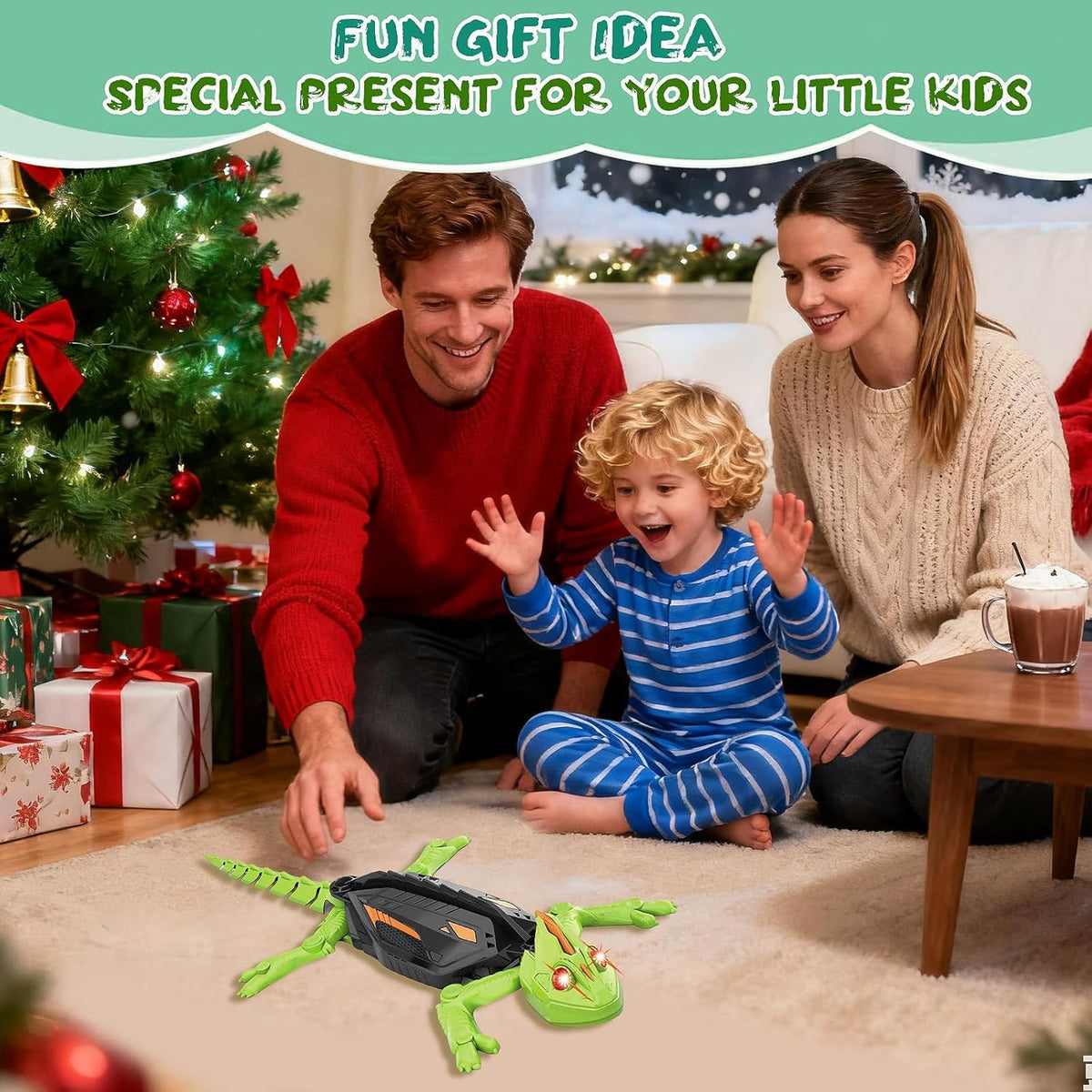 Wall Crawler Gecko, Electric Lizard Toy, Remote Control Crawling Gecko, Rechargeable Funny Prank Toy, for Adults, Indoor Walls, Ceilings, Family Fun, Parties, Office, Birthday Prank Games (Green)