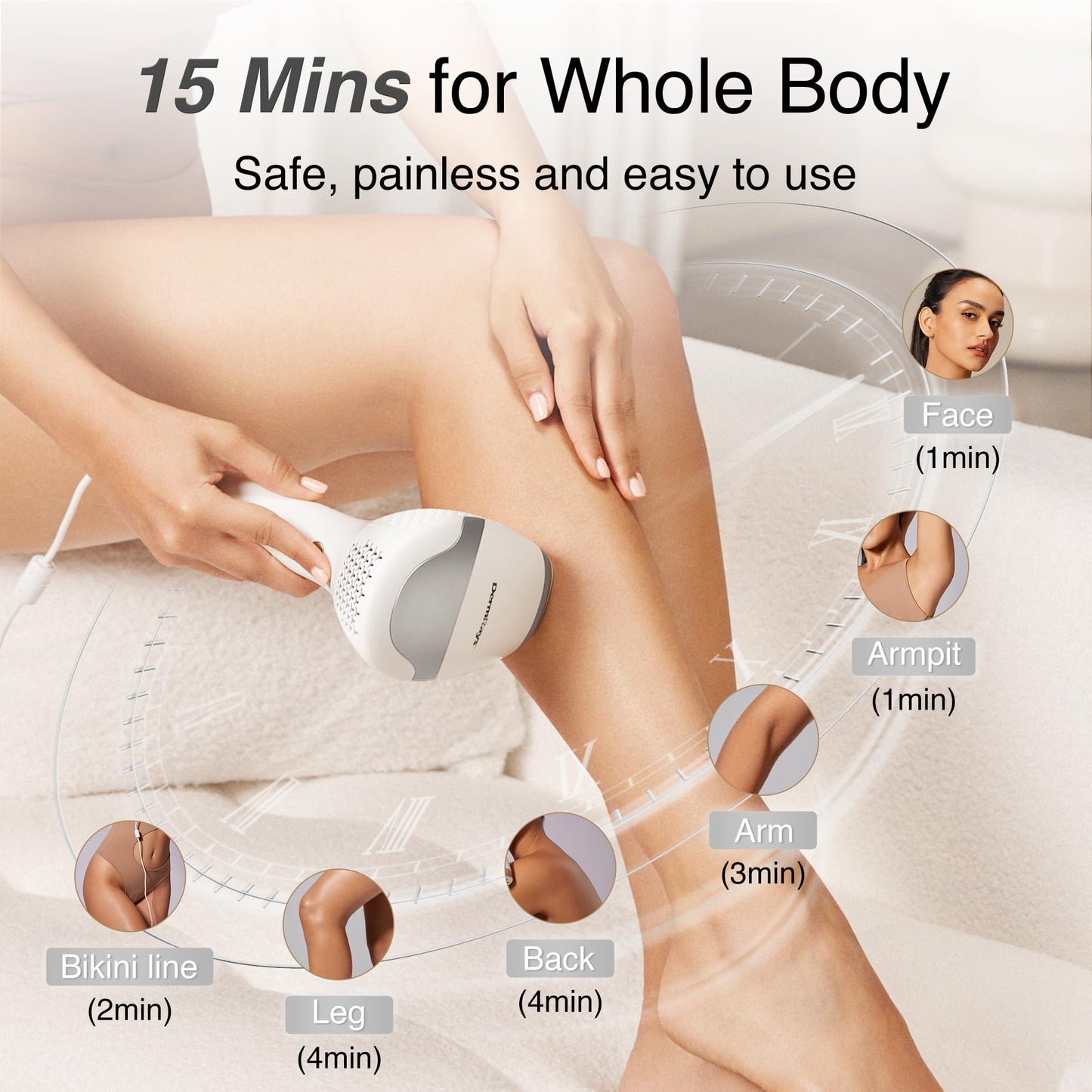 DermRays Diode Laser Hair Removal for Men and Women, V8S for Skin Tone 1-5, Permanent Reduction in Hair Regrowth, The World's First FDA-cleared Home-use Wide-Angle 810nm Laser Hair Removal Device - Medaid International