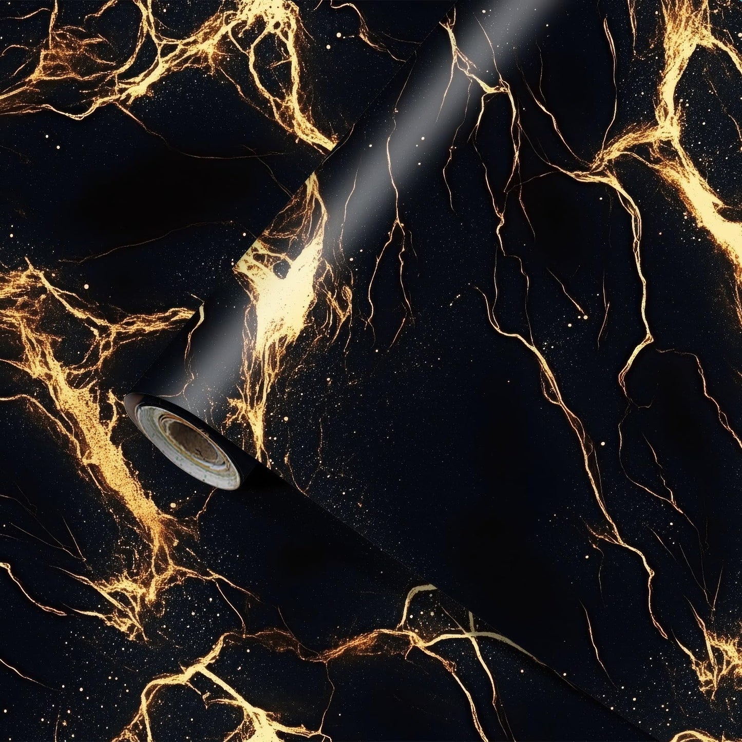 HOMETITUTE Black Gold Marble Wallpaper Marble Contact Paper Vinyl Self-Adhesive Removable Counter Peel and Stick Wall Paper for Refurbishment Wall Countertop Cabinets Furniture 15.7"x39.4" - Medaid International