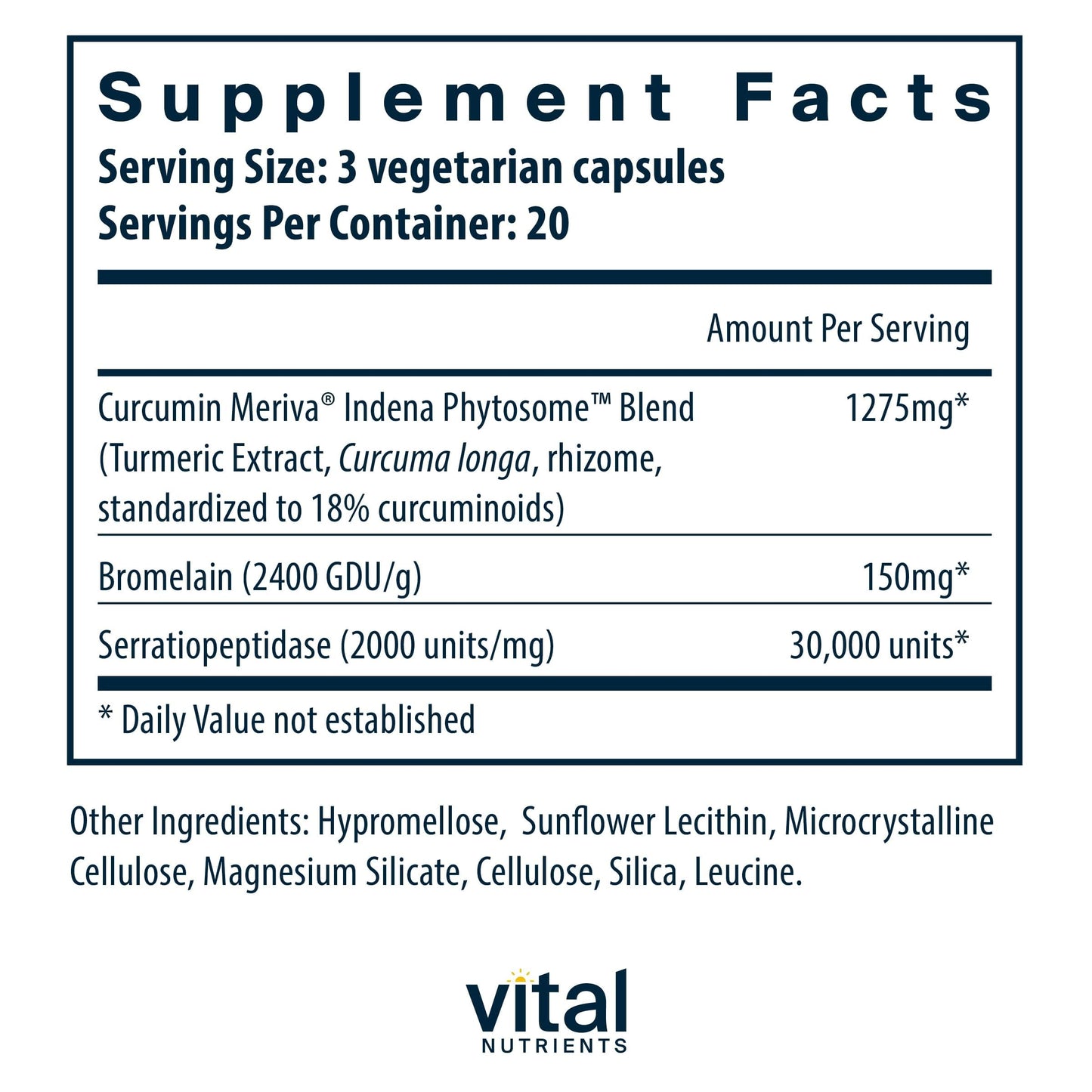 Vital Nutrients Phyto-Curcumin Plus Enzymes | Curcumin Supplements with Phytosome Extract | Support for Muscle, Bone, Liver, and Heart Health* | Gluten, Dairy, Soy Free | 60 Capsules - Medaid International