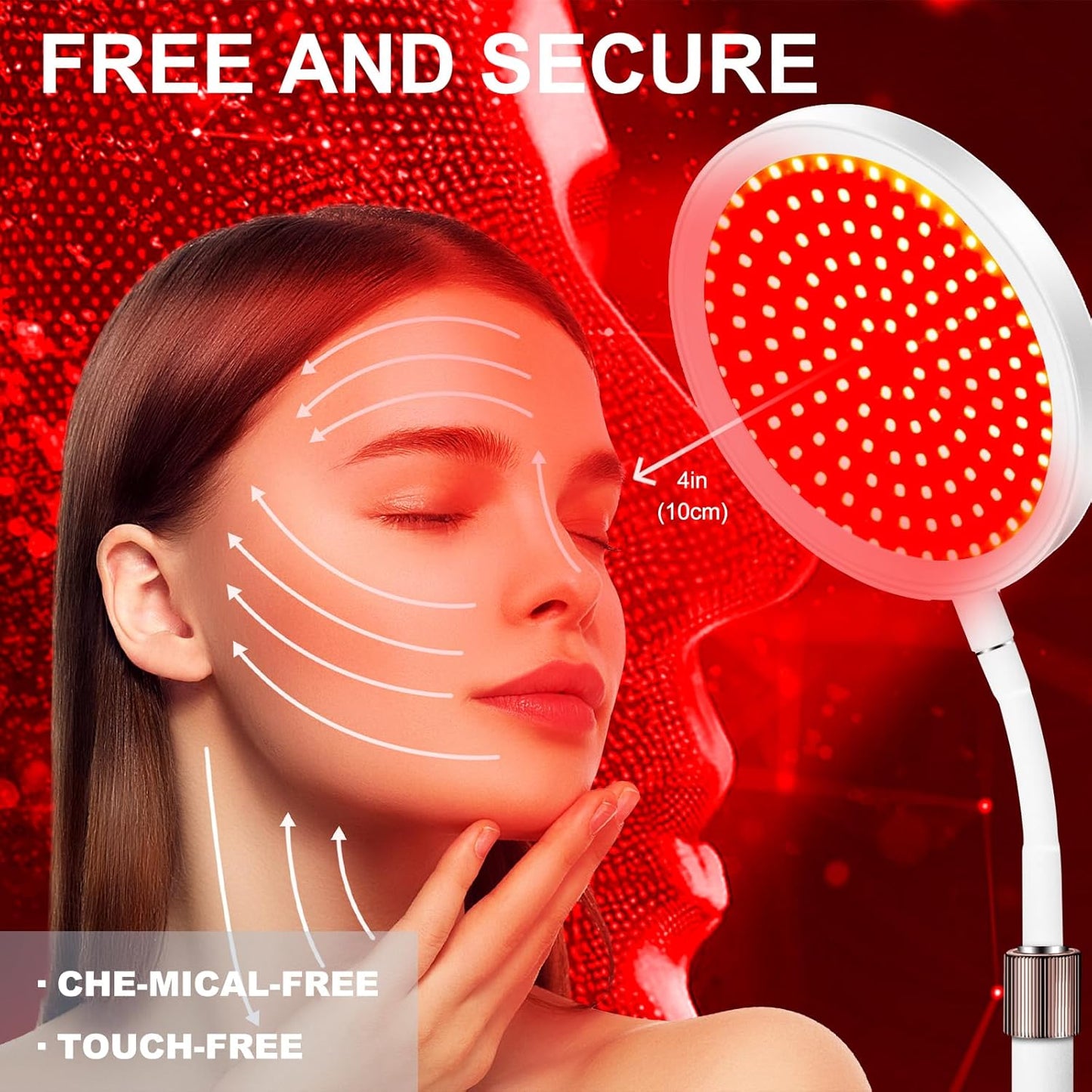 Red Light Therapy Lamp With Base, 660nm&850nm Infrared Lamp, 3-IN-1 Chip Design & Adjustable Gooseneck & 15/30/45mins Timer, 100LEDs Red Lights for Home/Office Use - Medaid International