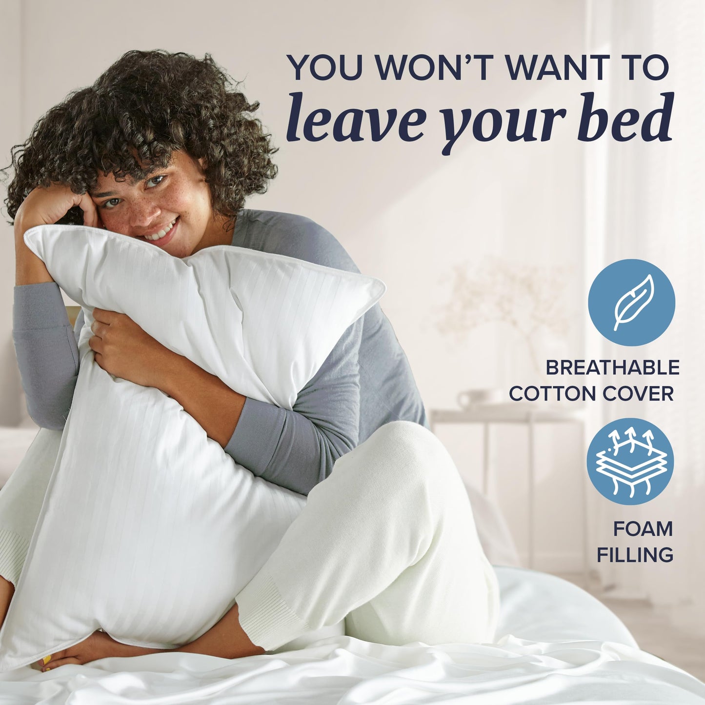 Beckham Hotel Collection Queen Size Memory Foam (Adjustable Fill) Bed Pillows Set of 2 - Cooling Shredded Foam Pillow for Back, Stomach or Side Sleepers - Medaid International