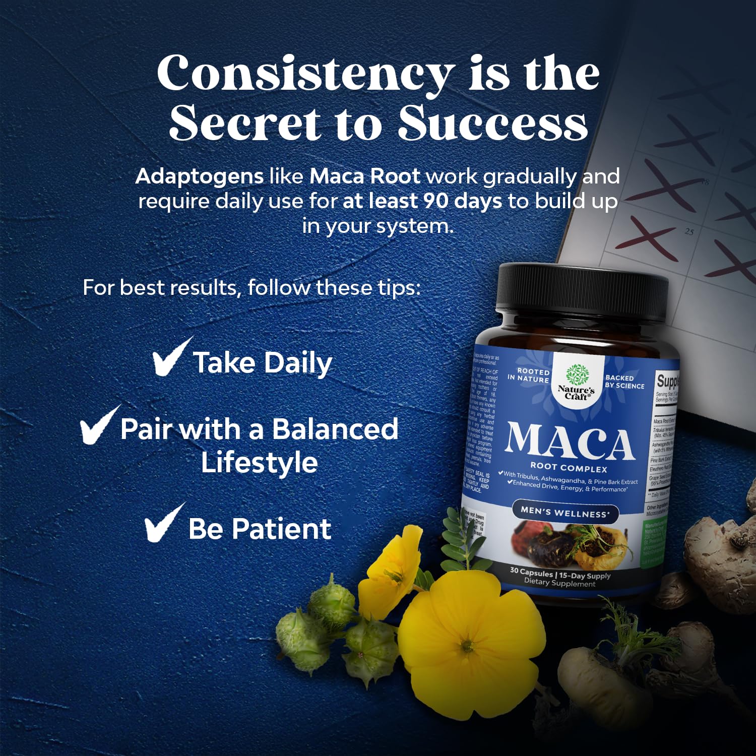 Potent Black Maca Root Capsules for Men - Herbal Wellness Supplement with Siberian Ginseng Ashwagandha and Black Maca Root - Men’s Wellness Supplement to Support General Health - 30 Count - Medaid International