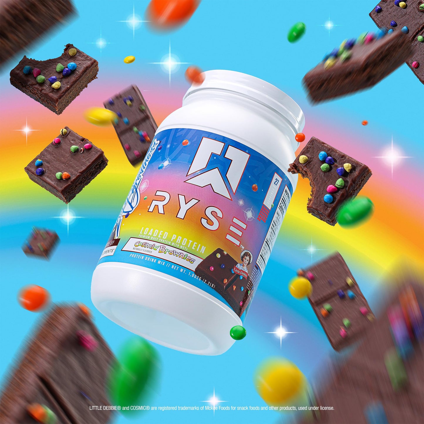 RYSE Loaded Protein Powder - Little Debbie Cosmic Brownie - 25g Whey Protein Isolate & Concentrate with Prebiotic Fiber & MCTs - Low Carb, Low Sugar, Digestive-Friendly - 54 Servings / 4 lb Tub - Medaid International