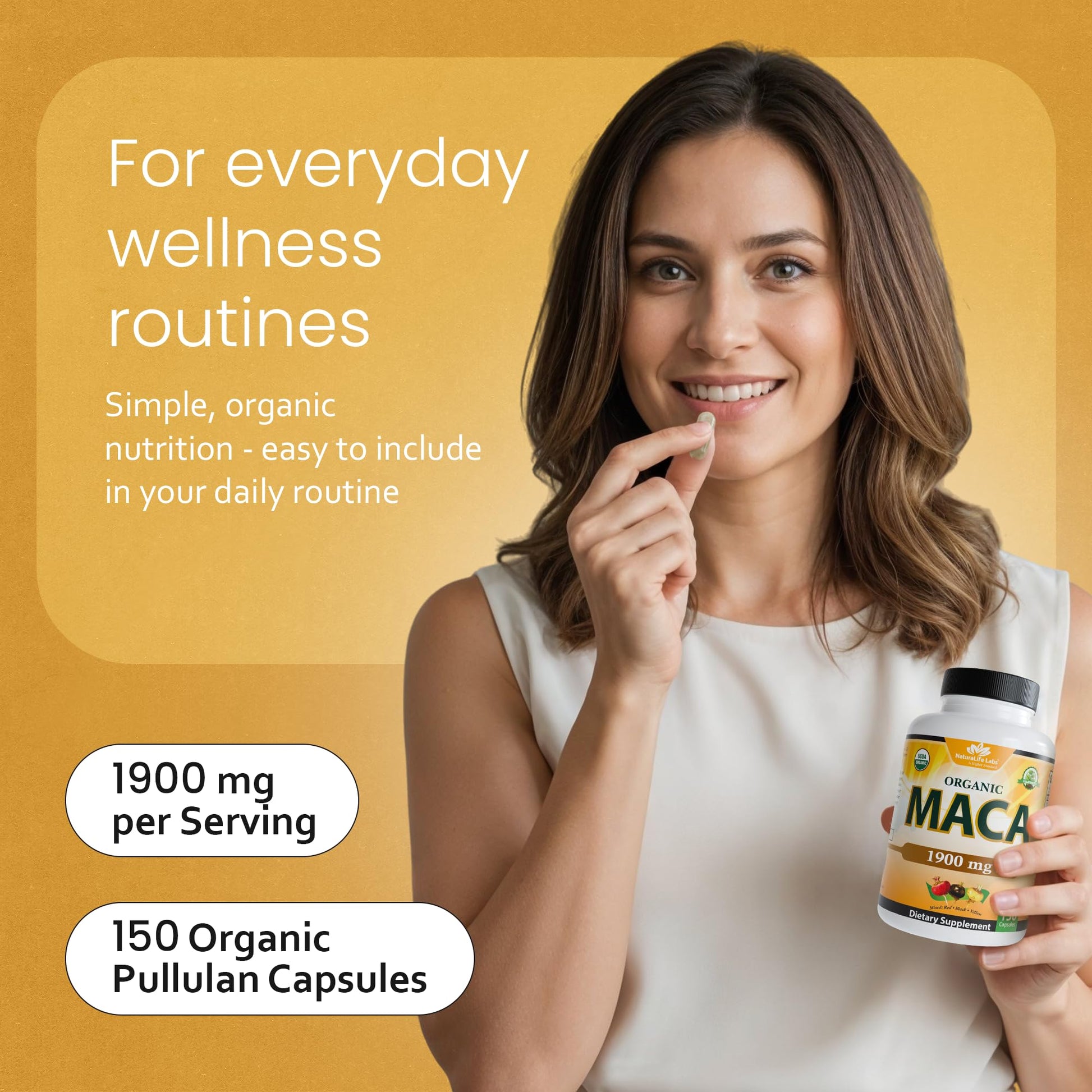 NaturaLife Labs Organic Maca Root – Black, Red & Yellow – 1900 mg per Serving – 150 Capsules – Gelatinized Peruvian Maca – Non-GMO, Gluten-Free, Vegan - Medaid International