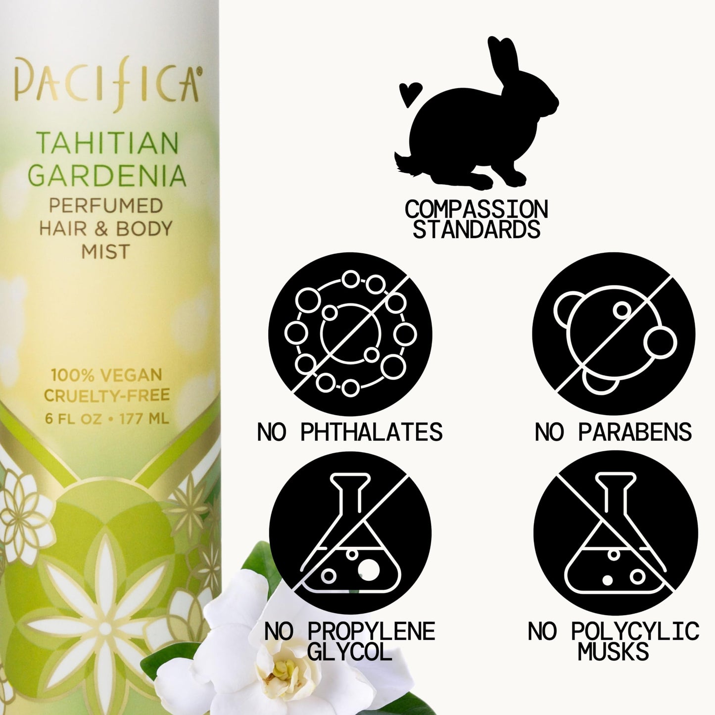 Pacifica Tahitian Gardenia Perfumed Hair & Body Mist, Alcohol-Free Spray Designed For Head-To-Toe Wear, Vegan & Cruelty-Free, 6 Fl Oz - Medaid International