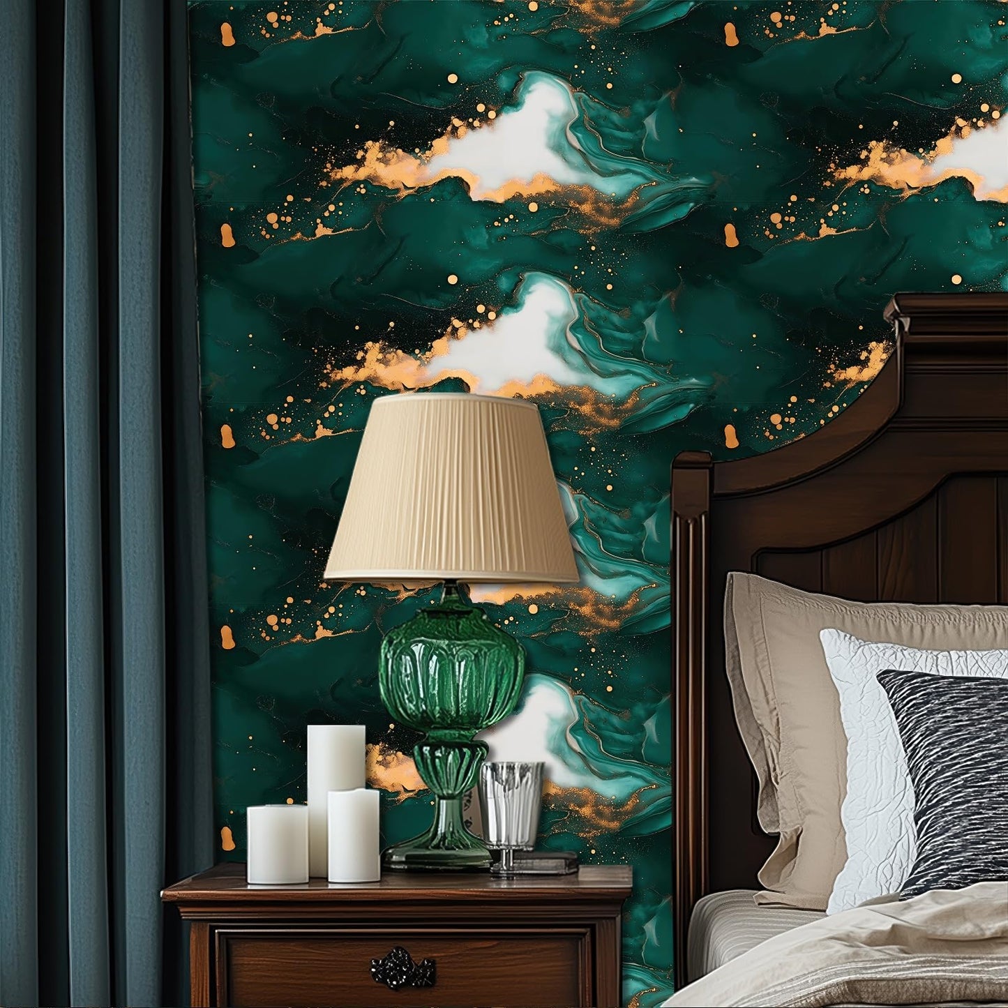HOMETITUTE Green Gold Marble Wallpaper Gem Green Marble Contact Paper Vinyl Self-Adhesive Removable Counter Peel and Stick Wall Paper for Refurbishment Wall Countertop Cabinets Furniture 15.7"x39.4" - Medaid International
