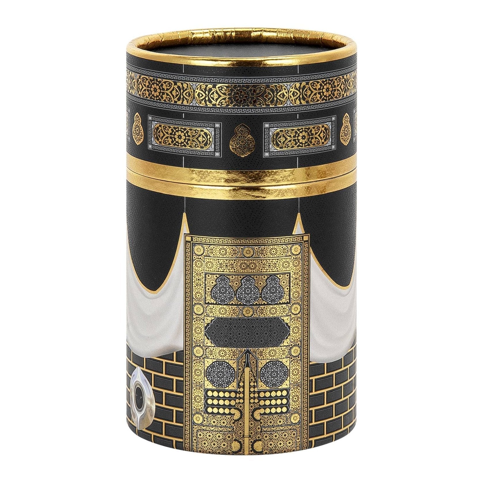 ihvan online Muslim Soft Prayer Rug, Carpet Mat and Prayer Beads with Elegant Design Cylinder Gift Box Set, Janamaz, Sajadah, Islamic, Taffeta Fabric, Black / Mod2 - Medaid International