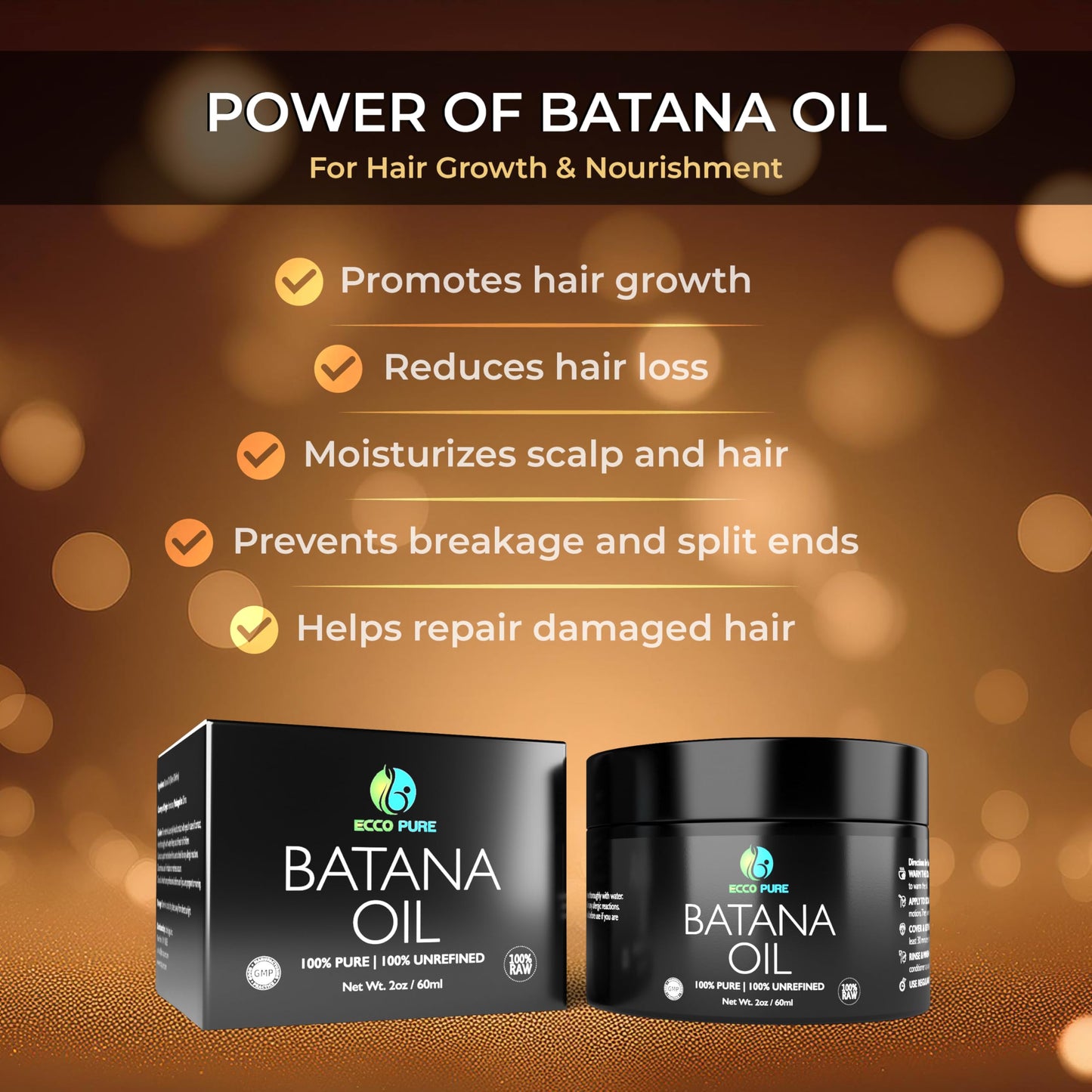 Premium Raw Batana Oil – Pure & Unrefined - Advanced Hair Regrowth & Scalp Therapy Device - Supports Fuller, Healthier Hair & Skin - For Men & Women, 2 OZ - Medaid International