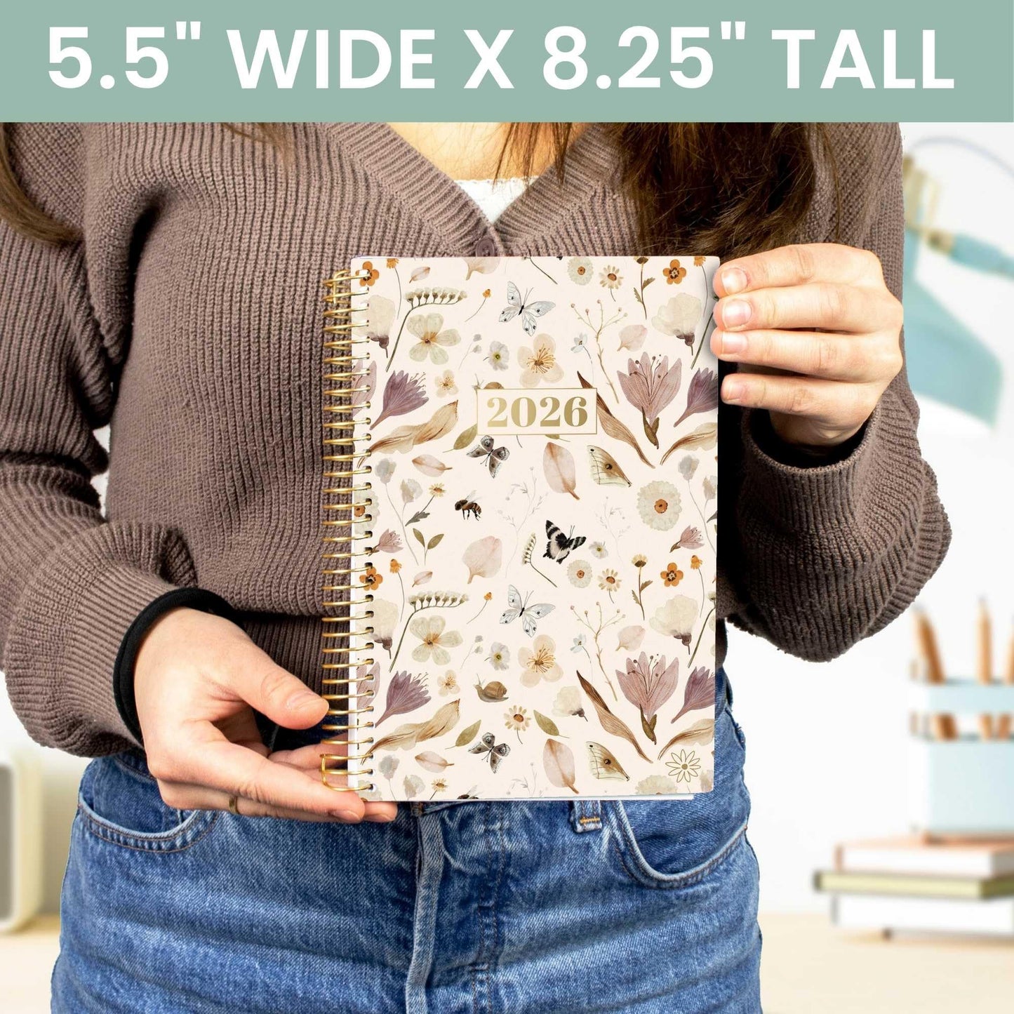 bloom daily planners 2026 Planner (January - December) Calendar Year Organizer - 5.5” x 8.25” - Weekly & Monthly Agenda Book with Stickers & Bookmark - Butterfly Garden - Medaid International