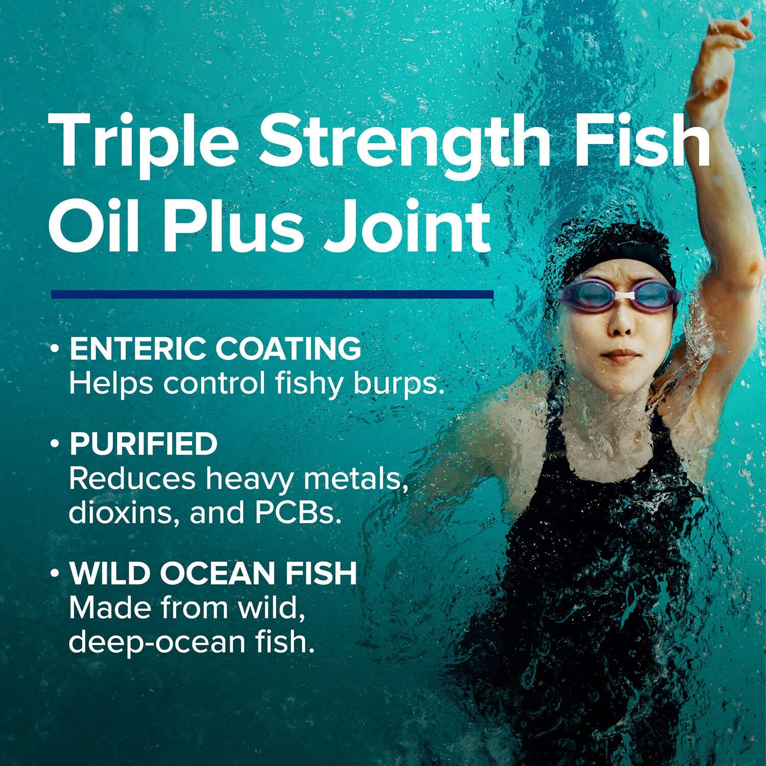 GNC Triple Strength Fish Oil Plus Joint Omega 3, 1000mg EPA and DHA, Heart Health, Plus Fast 5 Day Comfort, Brain, Skin, and Eye, Antioxidants and Botanical Extracts, Control Fish Burps, 30 Servings - Medaid International
