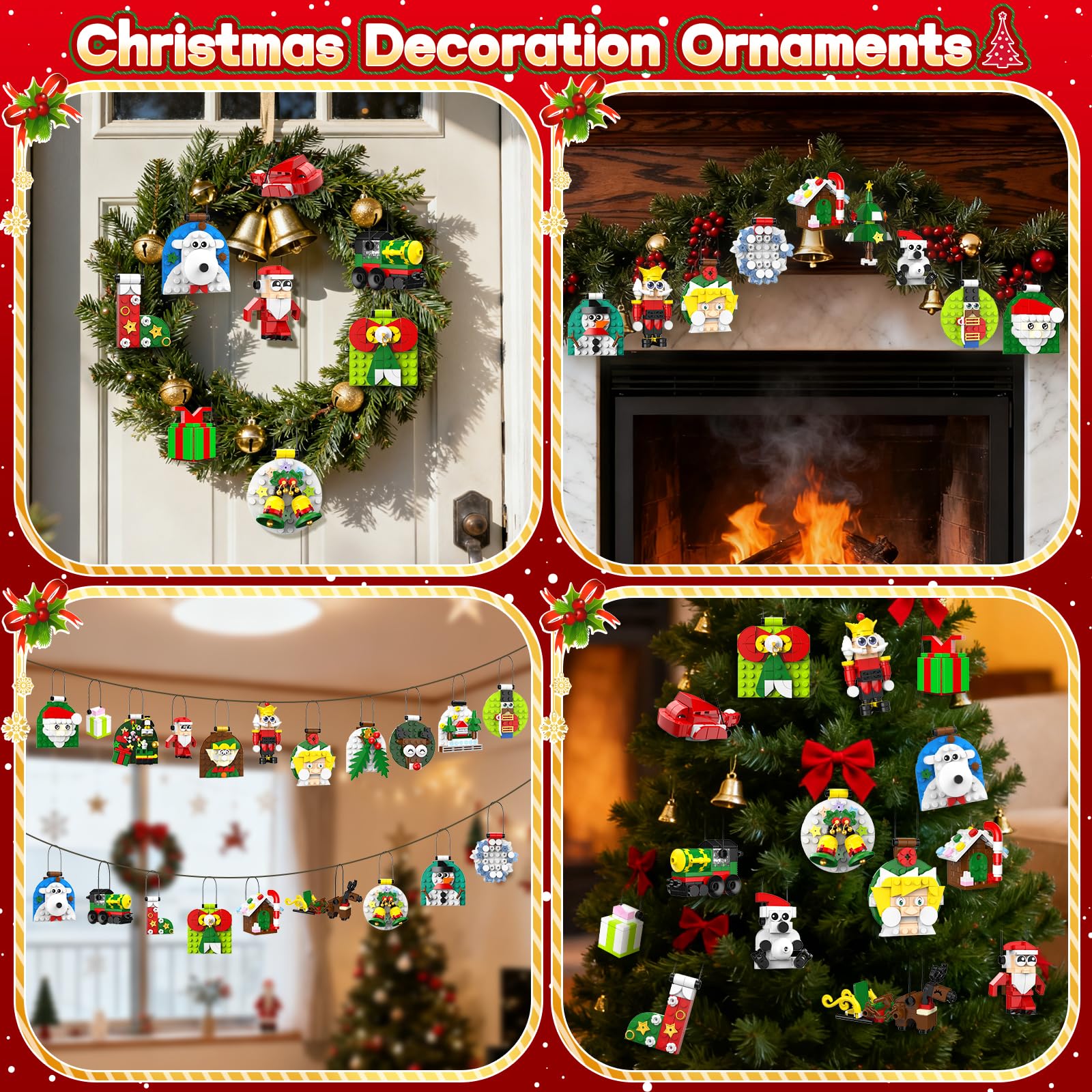 Ochido Advent Calendar 2025 Christmas Ornaments Building Blocks Set, 24 Days Christmas Countdown Toy Building Kits, Hanging Christmas Tree Decor Xmas Gifts Stocking Stuffer for Adults Kids Ages 6+ - Medaid International