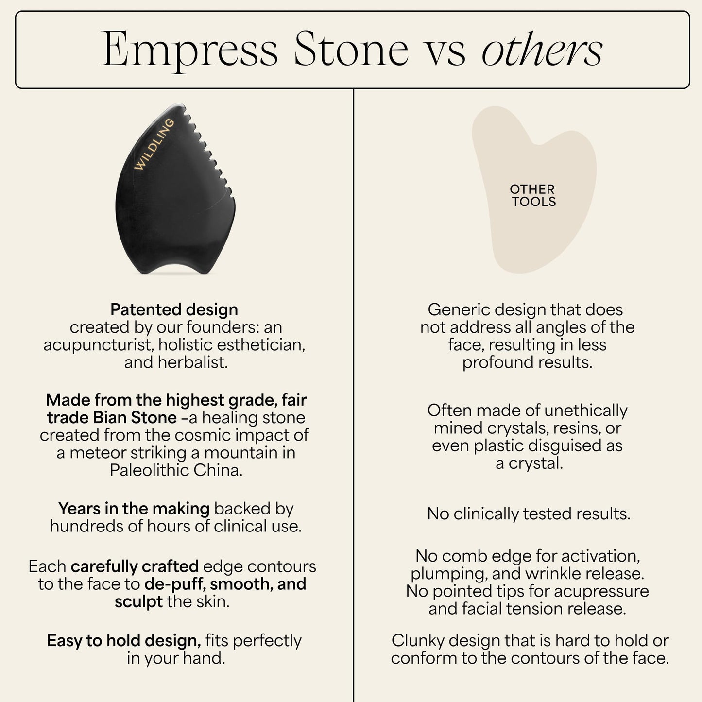 WILDLING Empress Stone Gua Sha Facial Stone I Facial Massage Stone to Lift, Plump, Tone + Sculpt I Patented Design Crafted with 100% Authentic Bian Stone - Medaid International