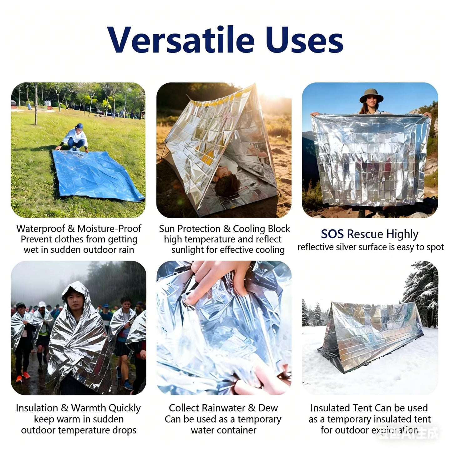 2 Person Emergency Survival Tube Tent, Waterproof Lightweight Shelter with Whistle, Paracord & 2 Thermal Blankets, Sun & Storm Protection for Camping, Hiking, Tornado & Bug Out Kit