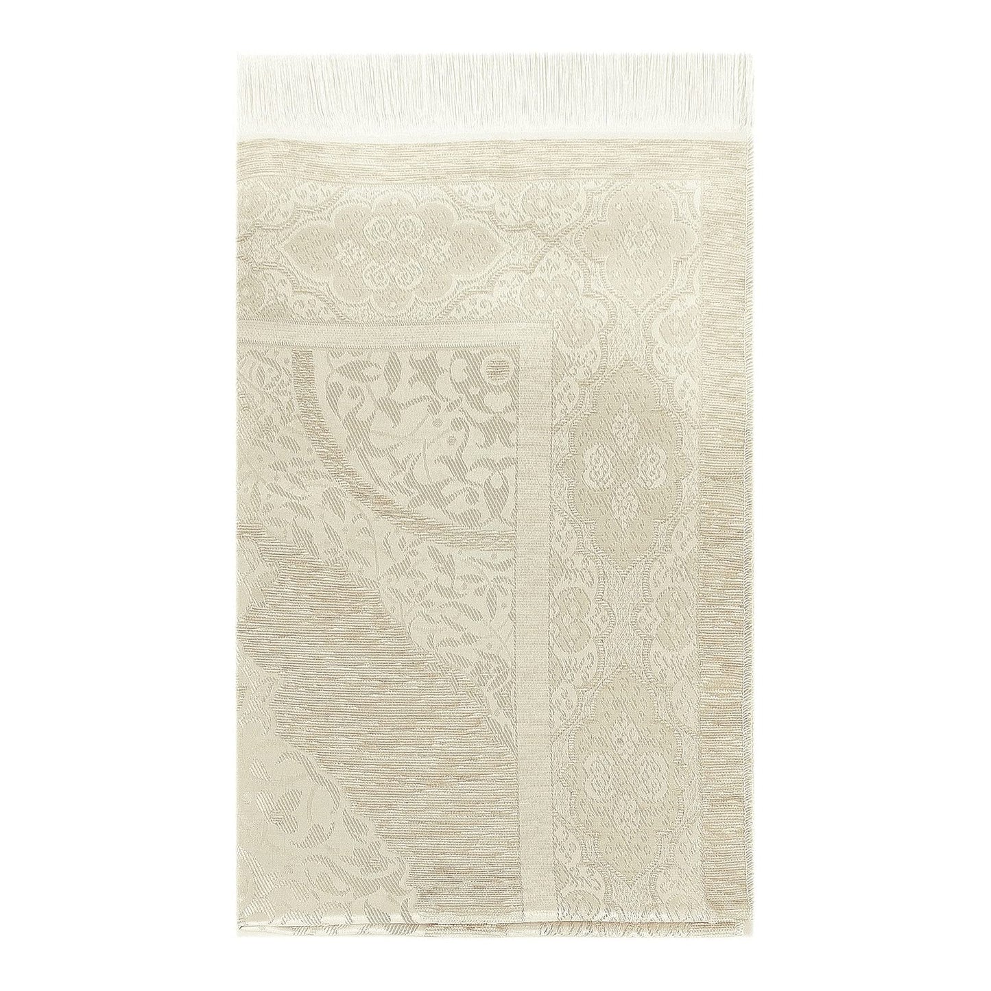 ihvan Online Muslim Prayer Rug with Prayer Beads, Janamaz, Sajadah, Soft Islamic Prayers Rug, Islamic Gift for Eid Ramadan, Prayers Carpet Mat, Chenille Fabric, Cream - Medaid International