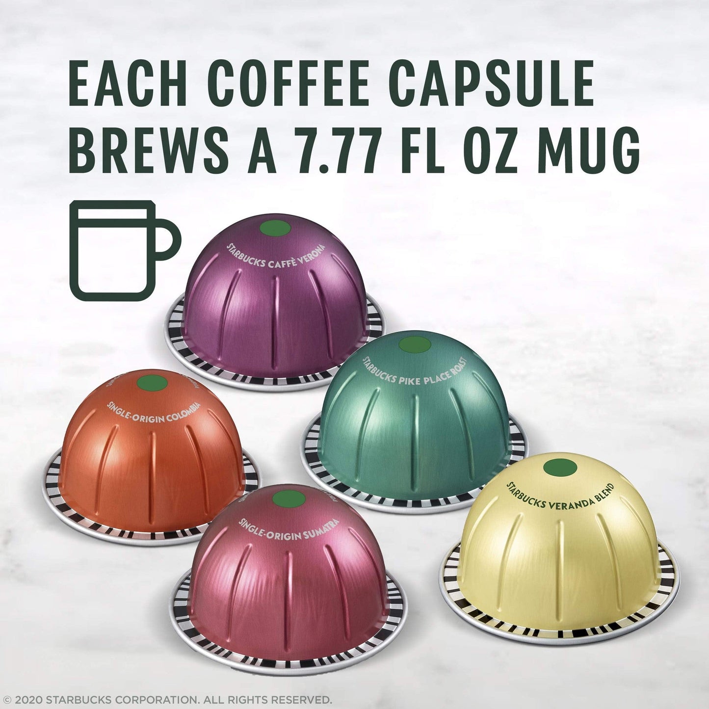 Starbucks by Nespresso Vertuo, Blonde, Medium, and Dark Roast Variety Pack Coffee, 40-count Coffee Pods, Brews 7.8 oz.