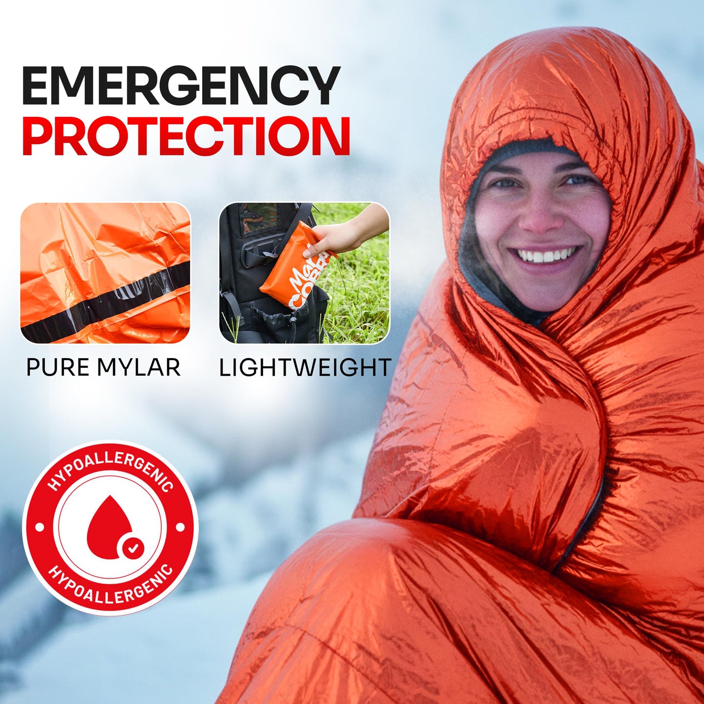 Emergency Sleeping Bag 1 Pack | for Survival Gear and Supplies Life Bivy Sack Waterproof Mylar Emergency Blankets for Survival Kit Car Camping Gear Hiking Tac Bivvy Go Bag Supplies Sleep Sacks Shelter
