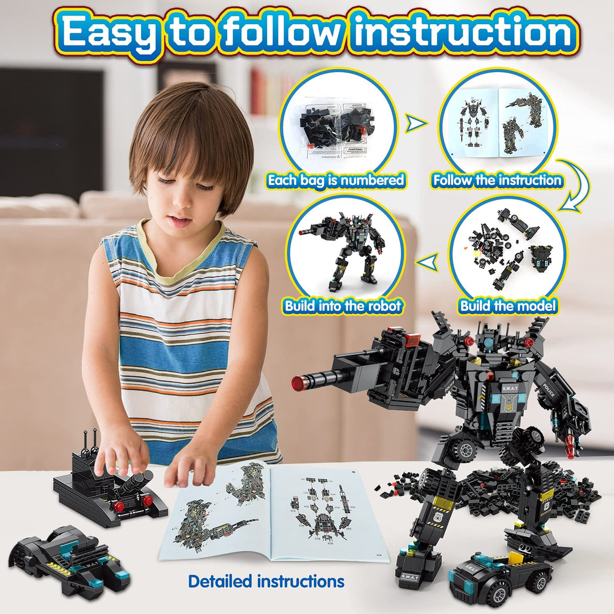 KASTWAVE 51-in-1 Robot Building Kit - STEM Engineering Projects for Boys 8-12