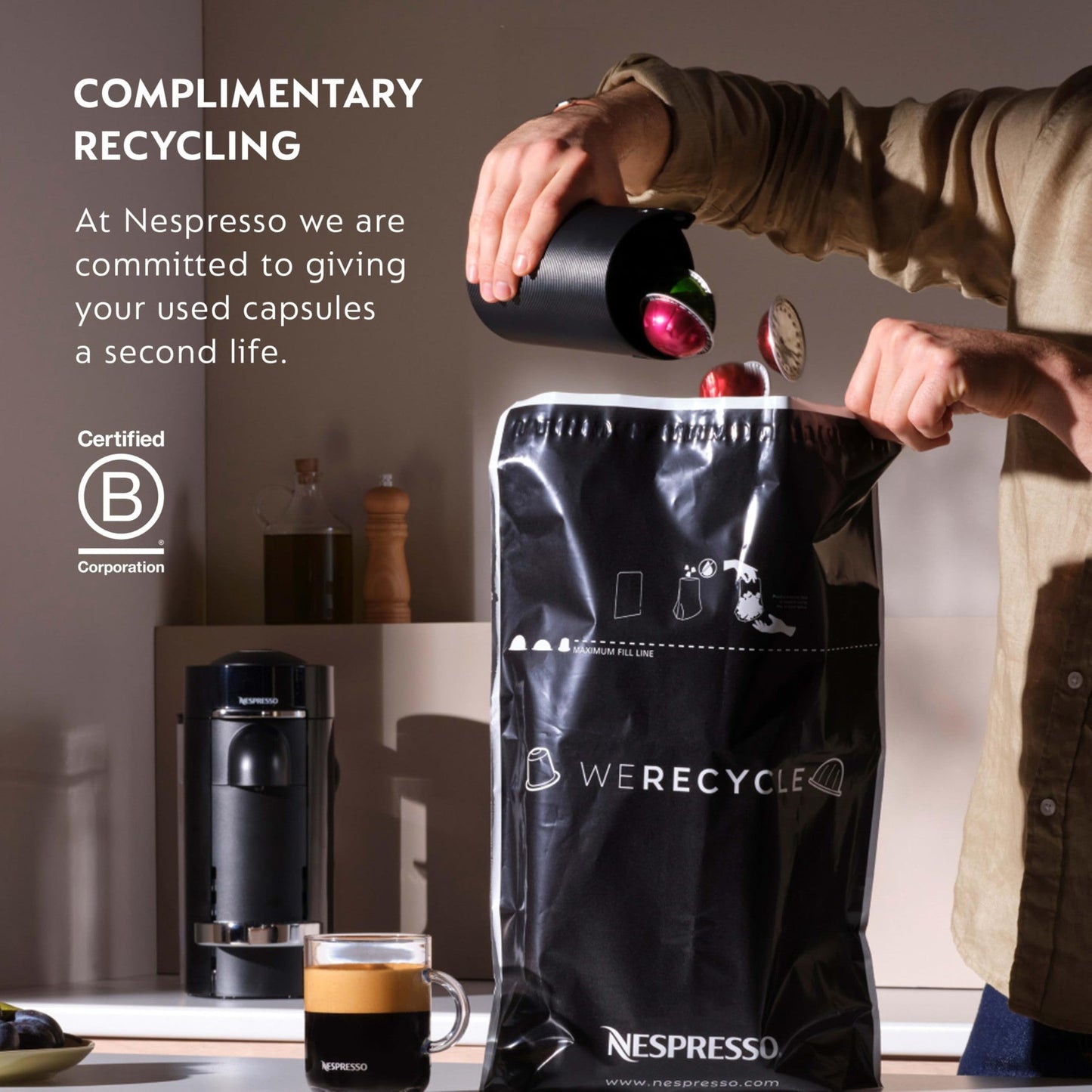Nespresso Capsules Original, Ristretto Italiano, Dark Roast Espresso Coffee, 50-Count Espresso Pods