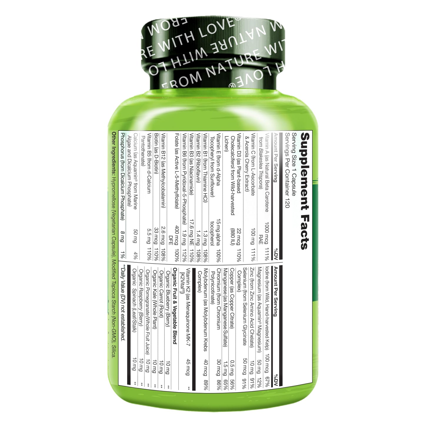 NATURELO Mens Multivitamins - One Daily Multivitamin for Men with Vitamins, Minerals & Organic Whole Foods, Boost Energy & Health, Non-GMO, 120 Vegetarian Capsules - Medaid International