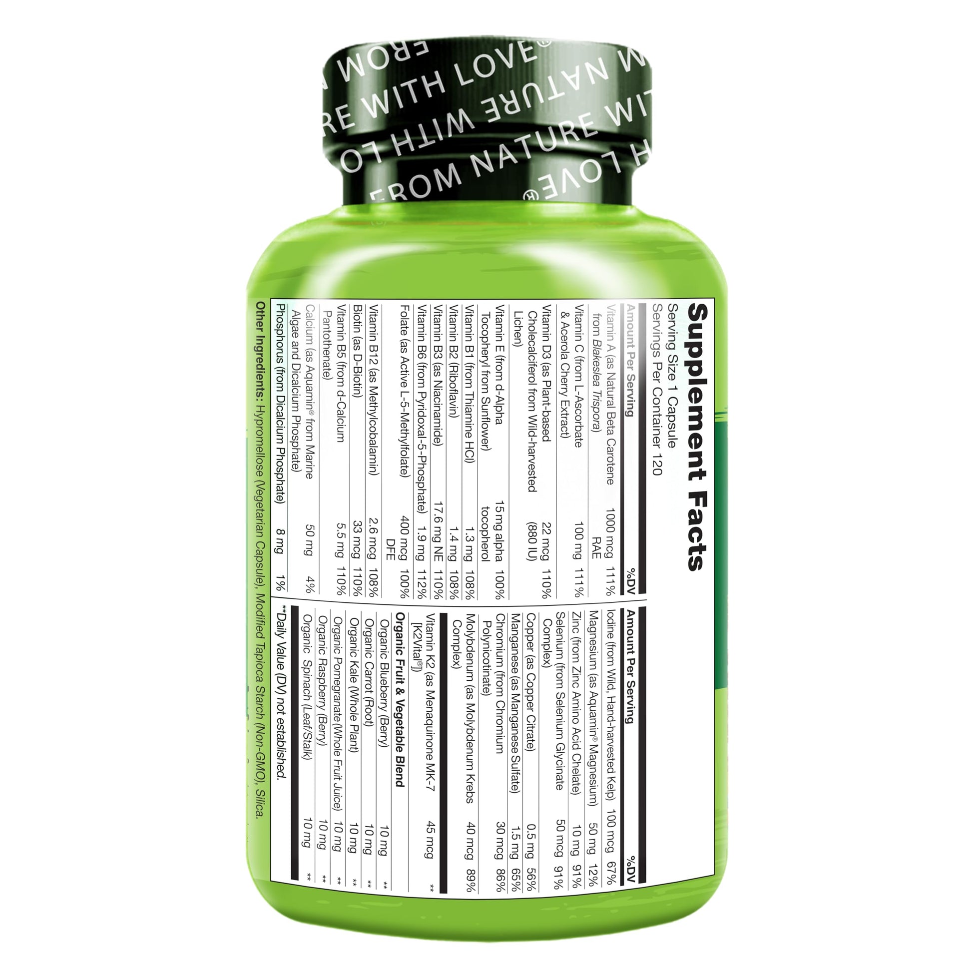 NATURELO Mens Multivitamins - One Daily Multivitamin for Men with Vitamins, Minerals & Organic Whole Foods, Boost Energy & Health, Non-GMO, 120 Vegetarian Capsules - Medaid International