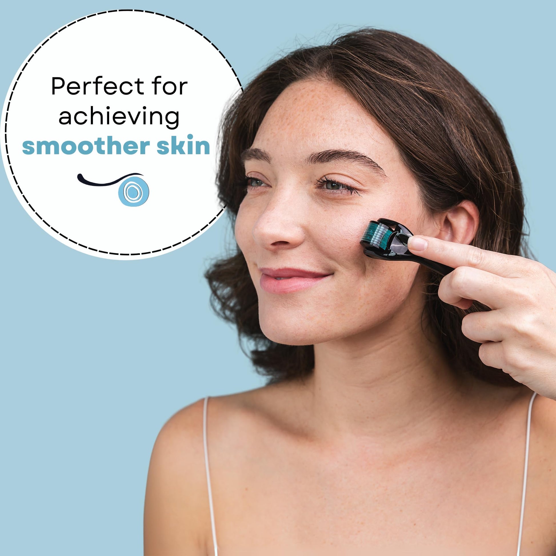FolliRoll Derma Roller - 540 Microneedles for HAIR, BEARD & SKIN | Microneedling Roller for Men and Women - for Face & Scalp Derma Stamp - FREE STORAGE CASE (Blue, 0.30mm) - Medaid International