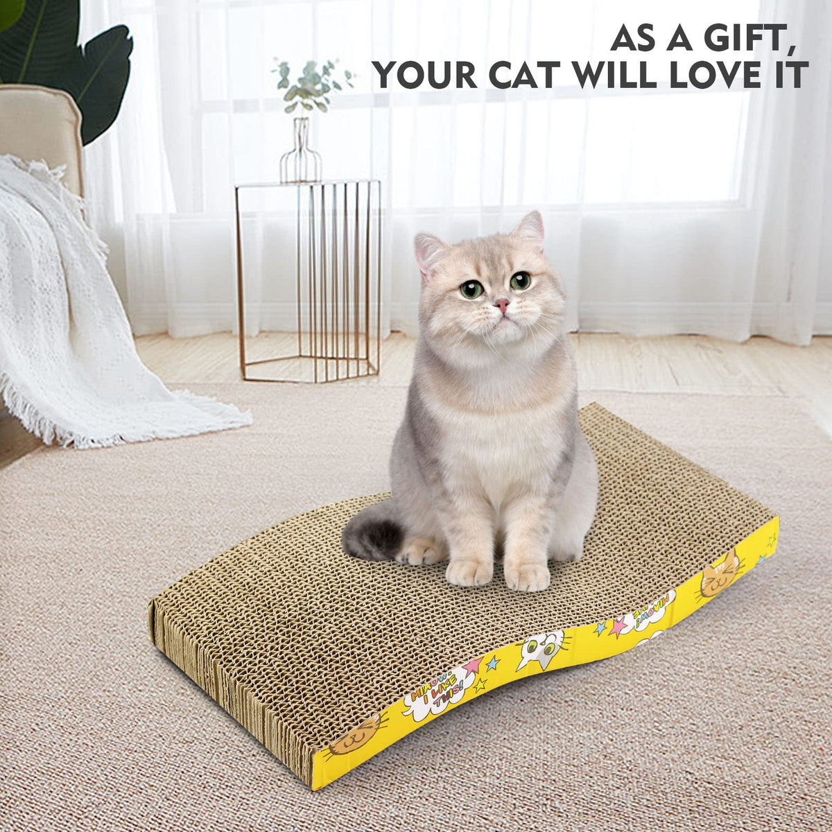 SKY-TOUCH Pet Cat Scratch Board Cardboard Cat Scratcher, Cat Scratching Pad Cat Grinding Claw Interactive Ball Scratch Toy