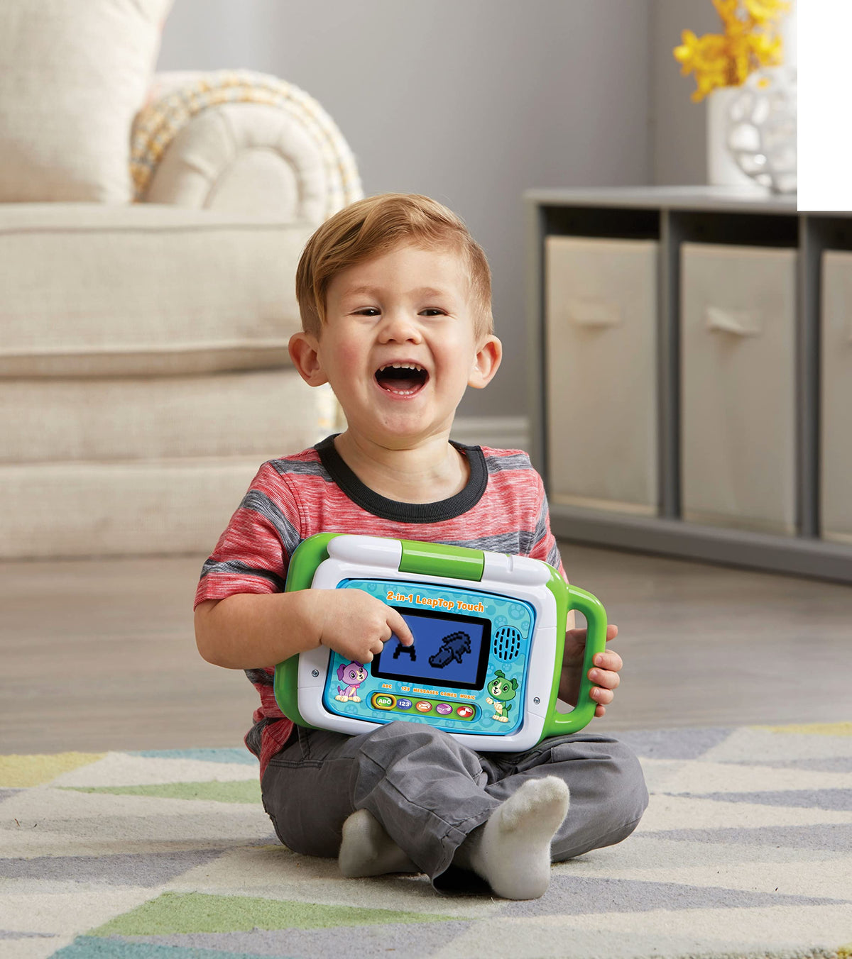 LeapFrog 2-in-1 LeapTop Touch Laptop for Kids, Educational Bilingual Toy That Converts from Laptop to Tablet, Learning Letters, Numbers and Messages -Green