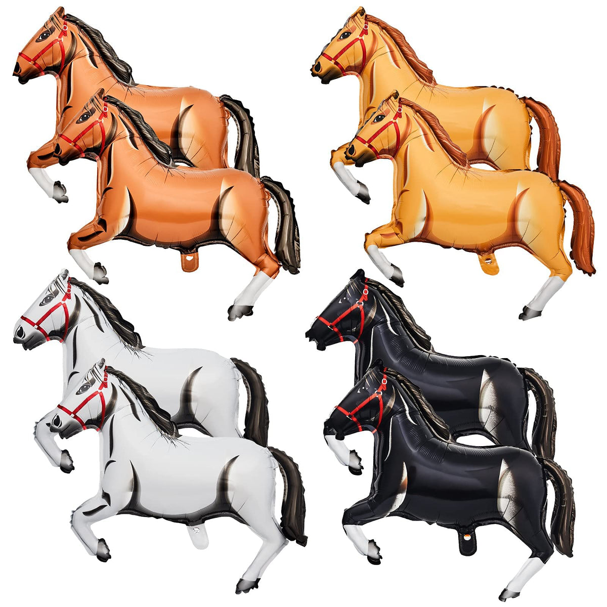 TERRIFI Horse Balloon Set - Horse-Shaped Balloons, Aluminum Foil, Themed Party Decorations for Birthday, Baby Shower, Cowboy Party, 8 Pieces, 30 Inches