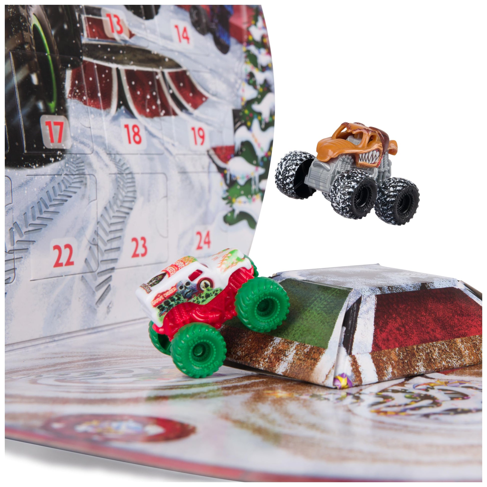 Monster Jam Mini Holiday Advent Calendar, 24 Days of Mini Monster Trucks and Accessories, 1:87 Scale, Kids Toys for Boys and Girls Ages 3 and up - Medaid International