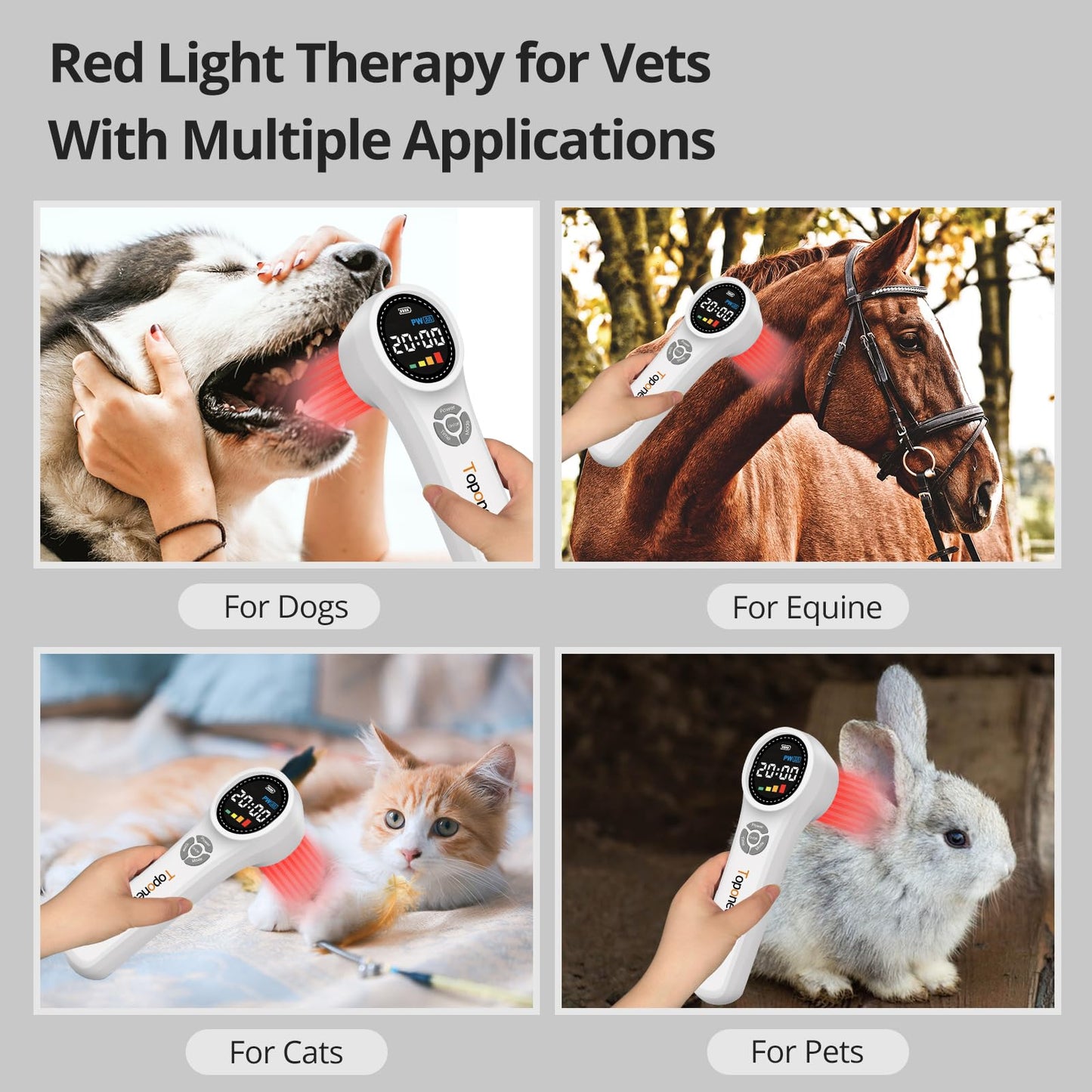 Toponechoice Red Light Therapy Device, 4x980nm+4x810nm+16x660nm, Near Infrared Light Therapy for Humans Body Pet Dogs Horses, Light Therapy Machine for Body Joint Back Knee Muscle Relax Pain Relief - Medaid International