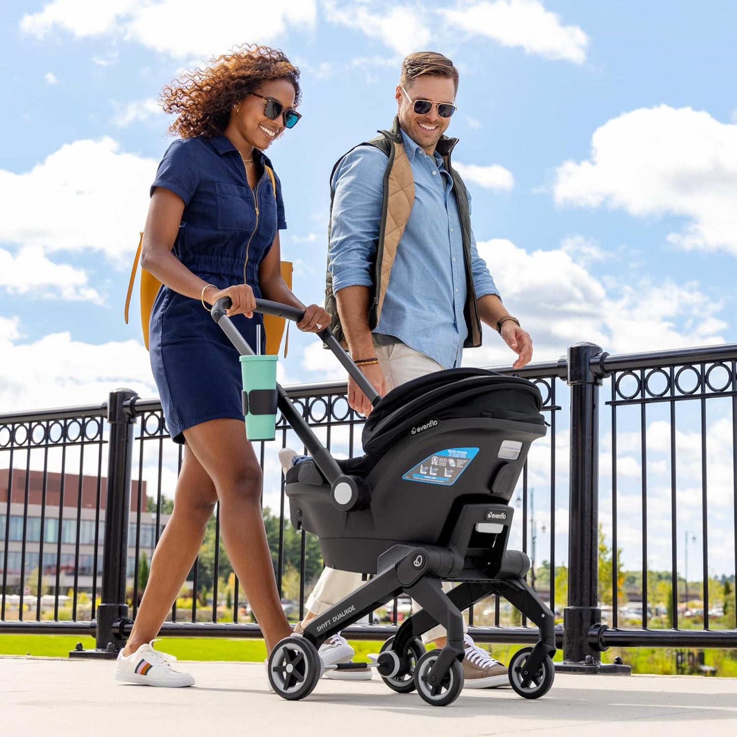 Evenflo® Shyft™ DualRide™ Infant Car Seat - Stroller Combo with Carryall Storage Beaufort Black