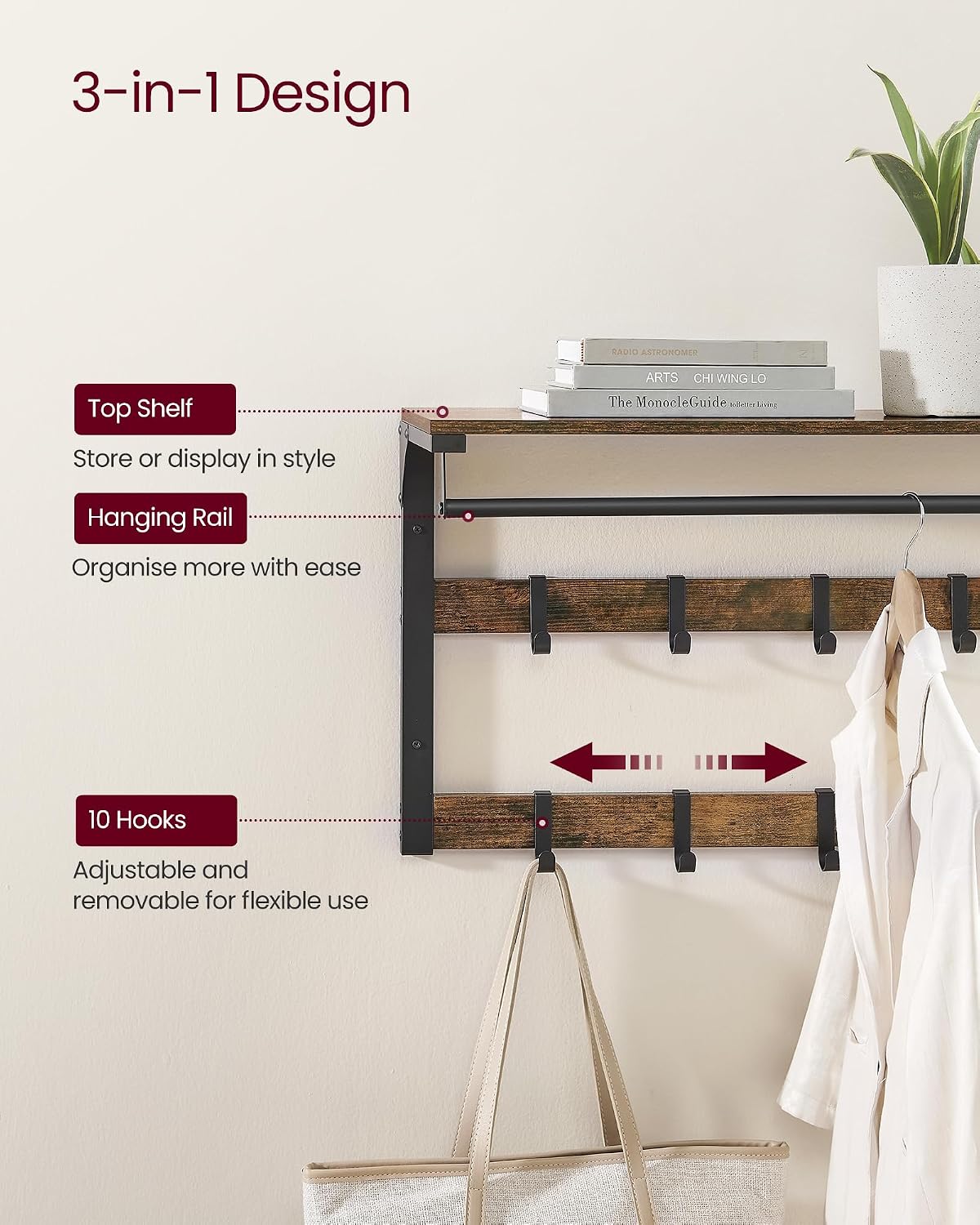VASAGLE Wall-Mounted Coat Rack (LCR201B01)