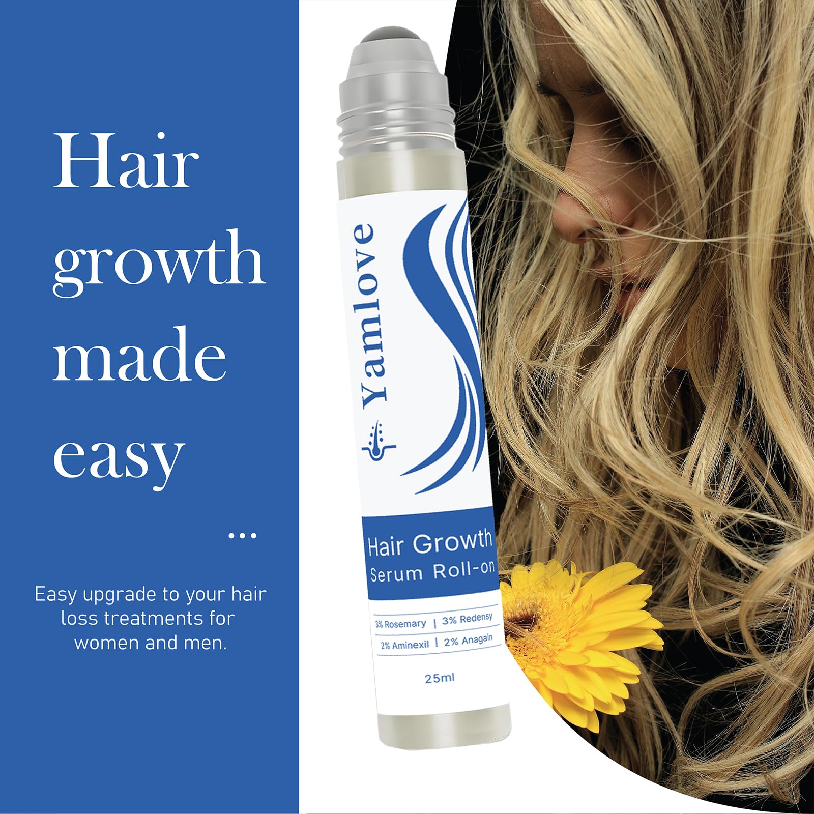 Rosemary Hair Growth Serum, 25ml, with Redensyl and Anagain, Roll-On, Reduces Hair Fall, For All Hair Types (1) - Medaid International