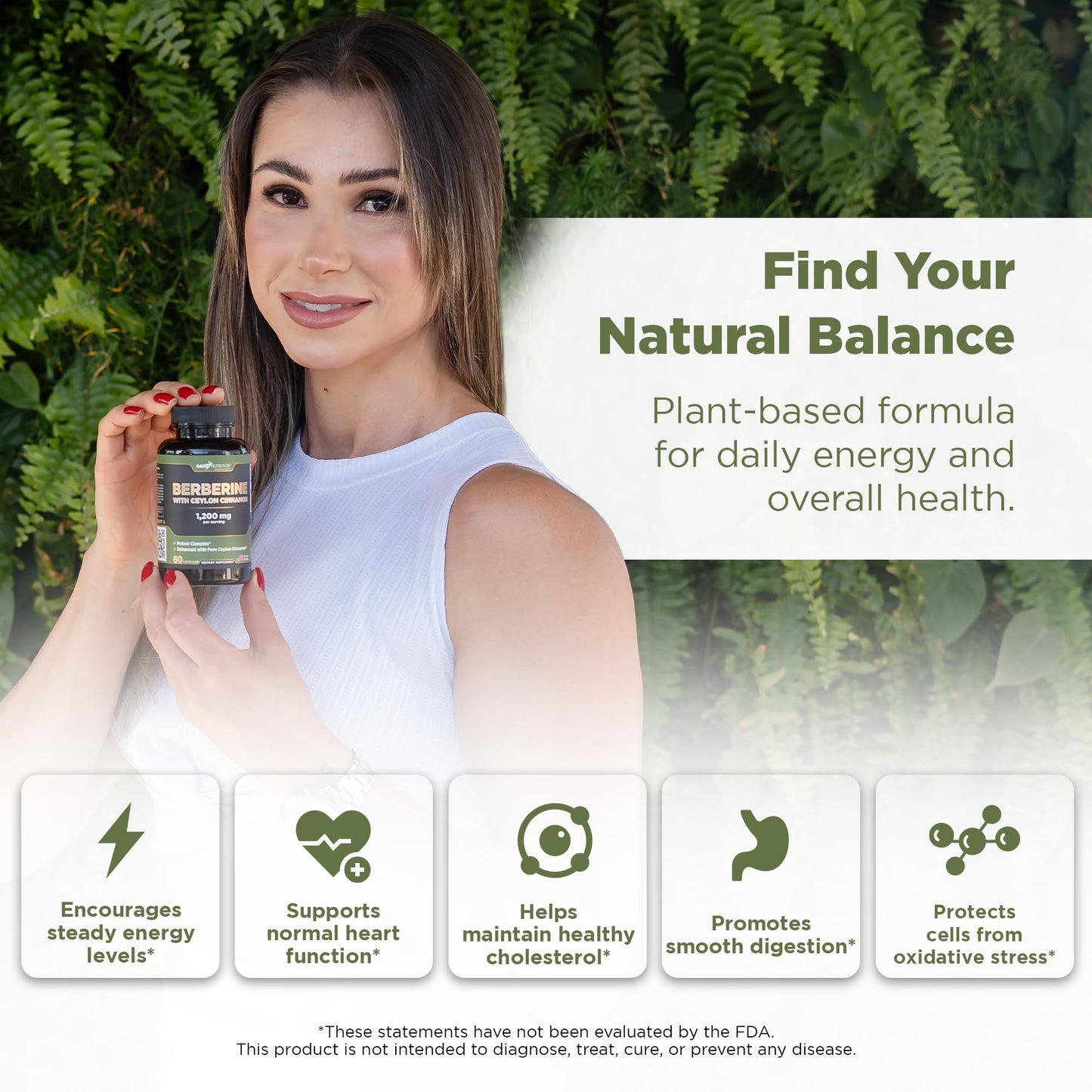 Gade Nutrition Berberine Supplement with Ceylon Cinnamon | Berberine Top Choice with Ceylon Cinnamon Capsules | Organic Veggie Capsules | USA Made - Medaid International