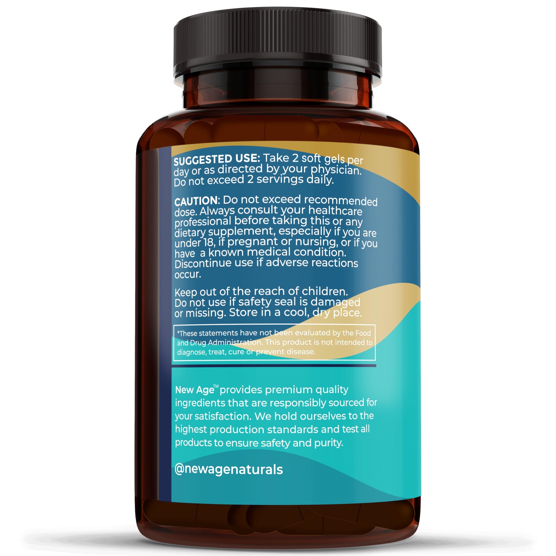 NEW AGE Omega 3 Fish Oil 2500mg Supplement Non GMO - EPA, DHA Fatty Acids Gluten Free (180 Softgels (Pack of 2)) - Medaid International