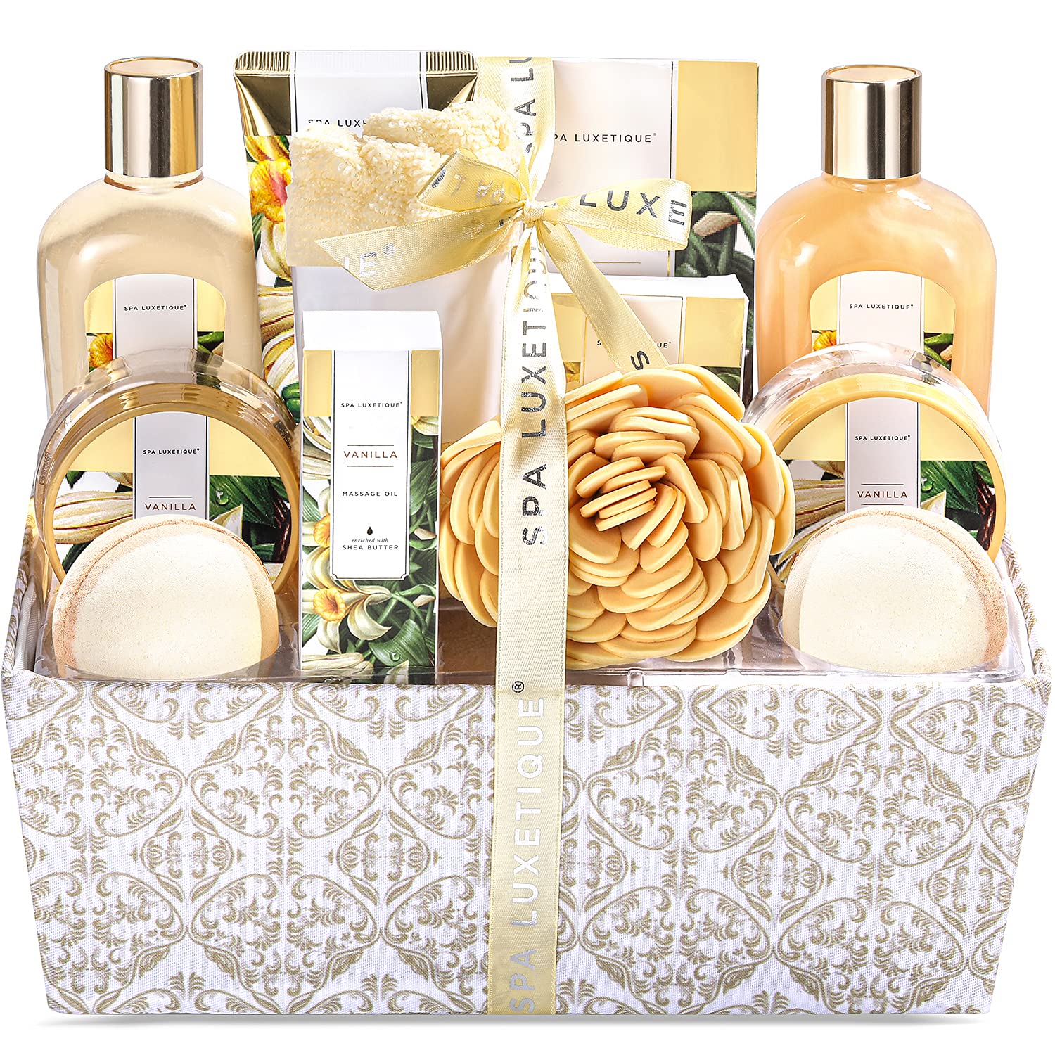 Spa Gift Baskets for Women, Spa Luxetique Spa Gifts for Women, Birthday Gifts Spa Kit, 12pc Vanilla Bath Set, Womens Self Care Gifts,Christmas Gifts - Medaid International